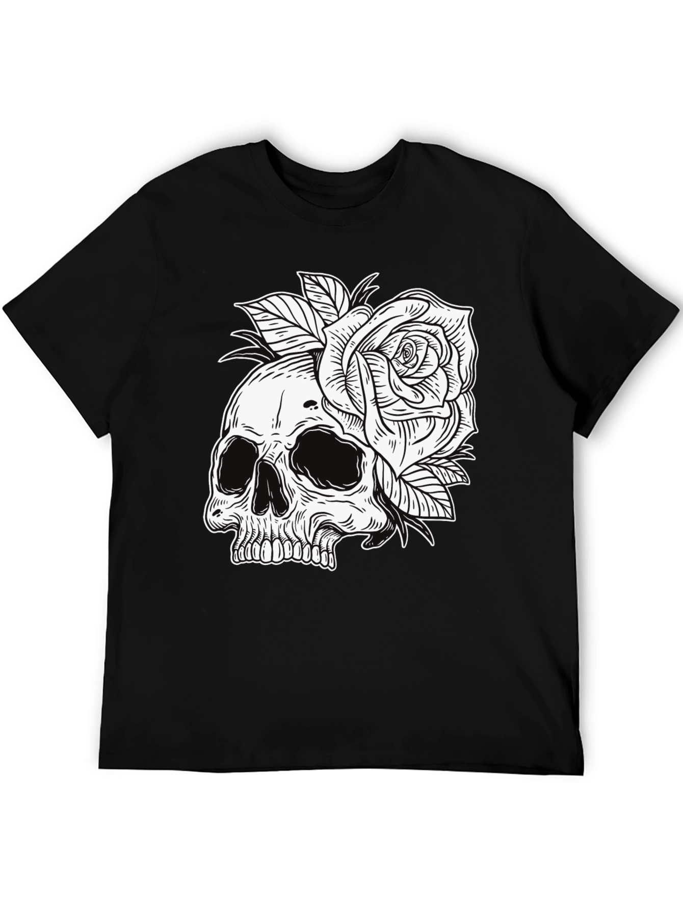 Skull & Rose Graphic Tee - Edgy Style