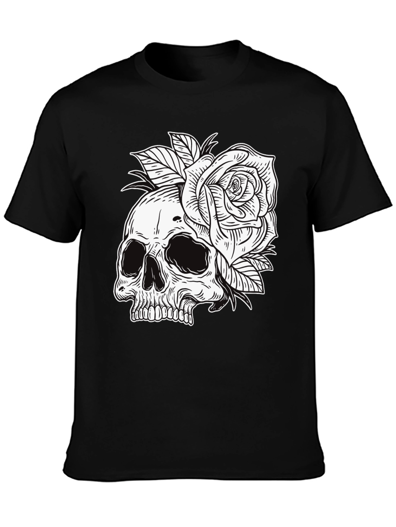 Skull & Rose Graphic Tee - Edgy Style
