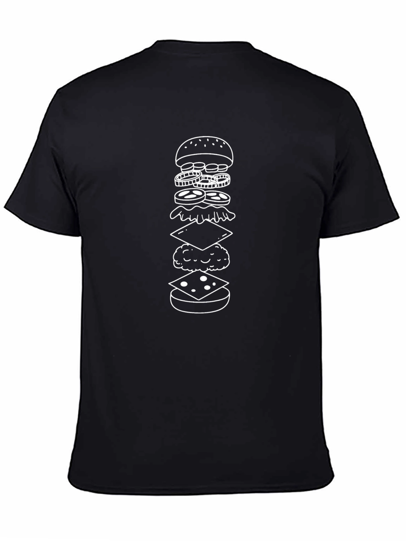 Exploded Burger Graphic Tee - Black Cotton Blend