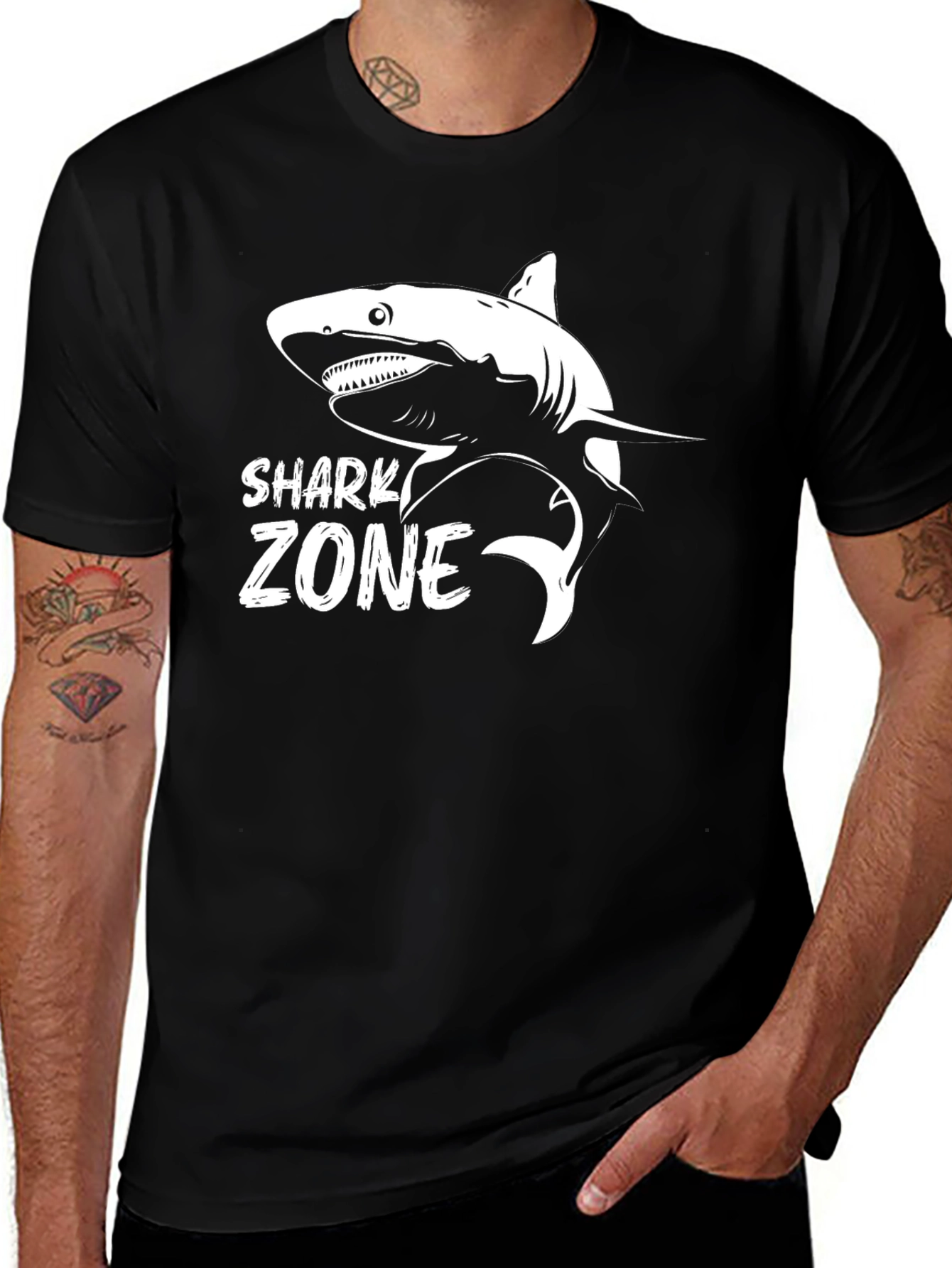 Shark Zone Graphic T-Shirt | Mens Crew Neck Tee