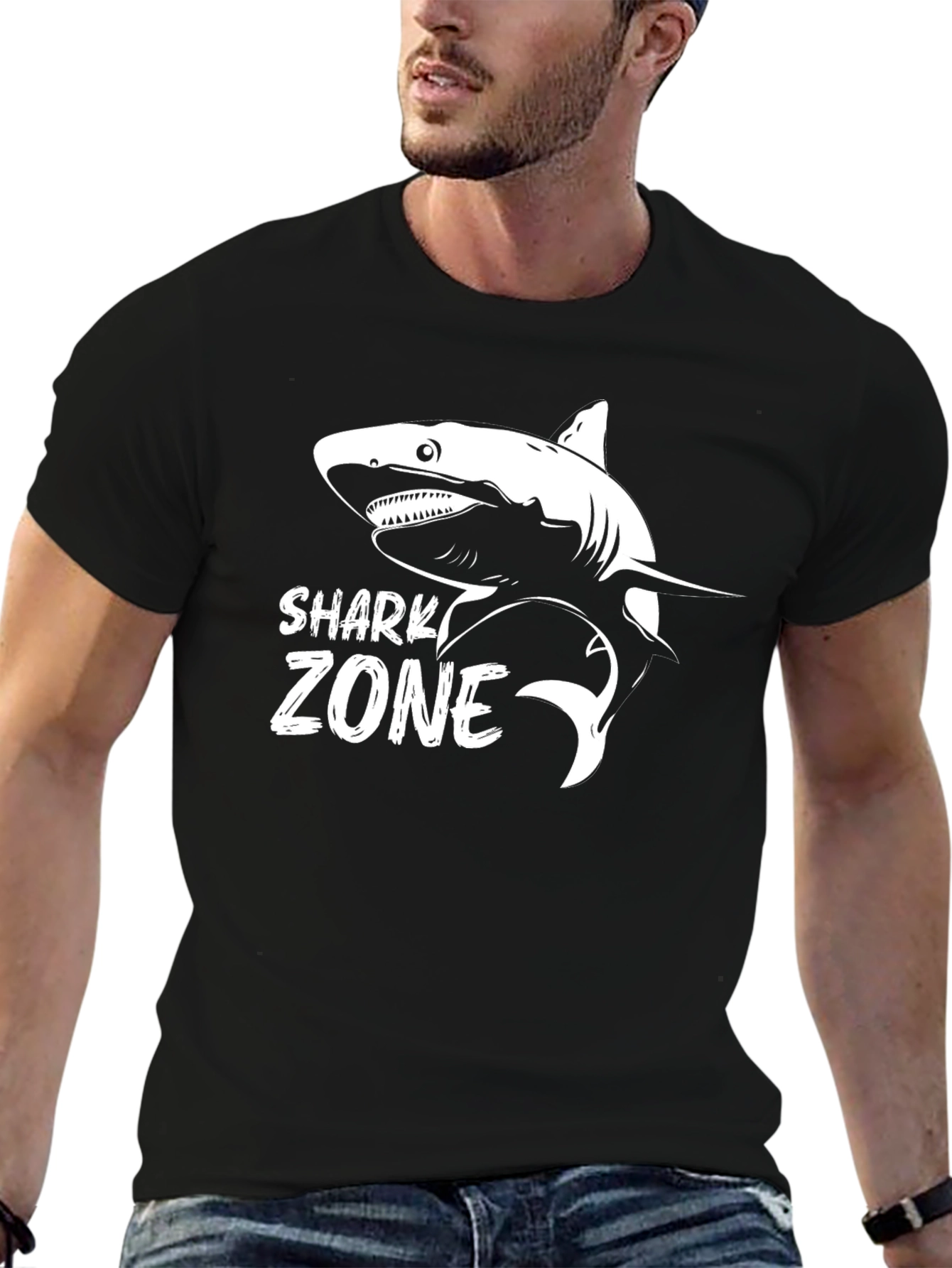 Shark Zone Graphic T-Shirt | Mens Crew Neck Tee