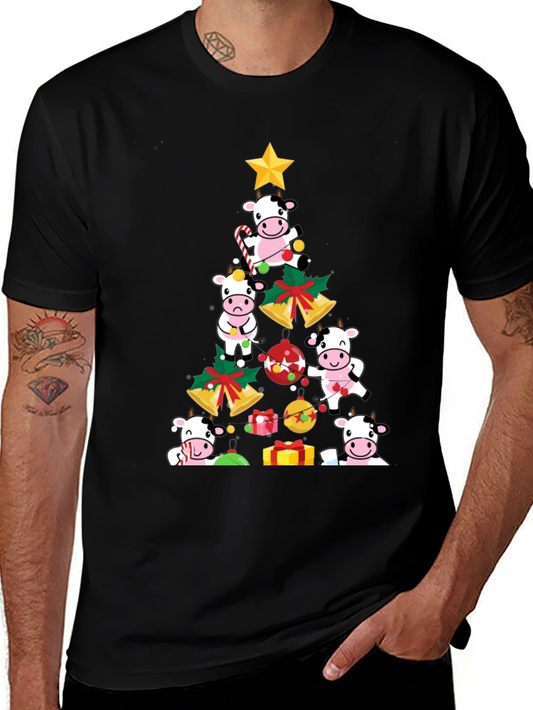 Christmas Cow Tree Graphic Tee