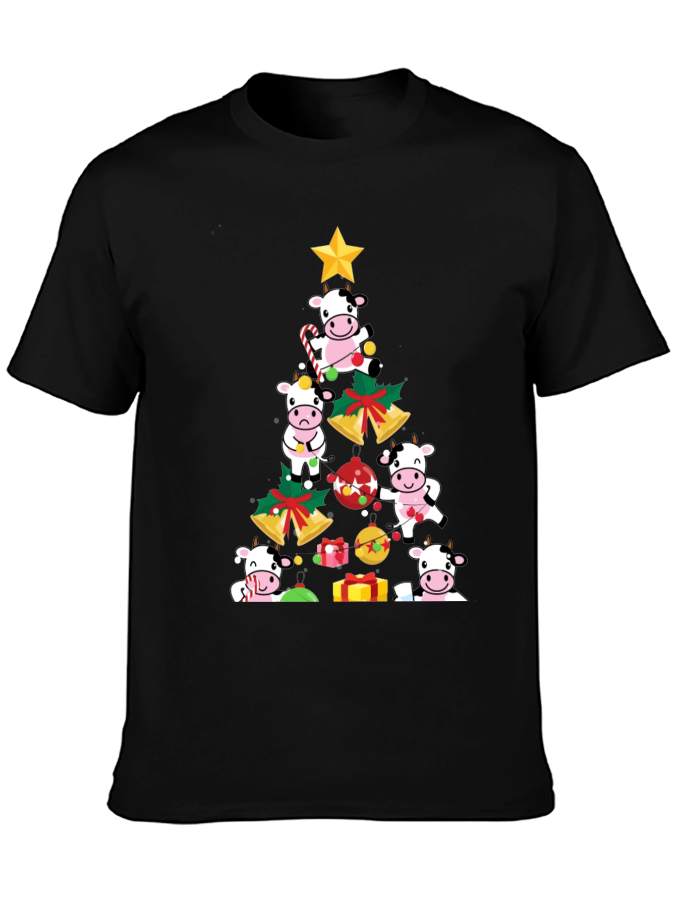 Christmas Cow Tree Graphic Tee