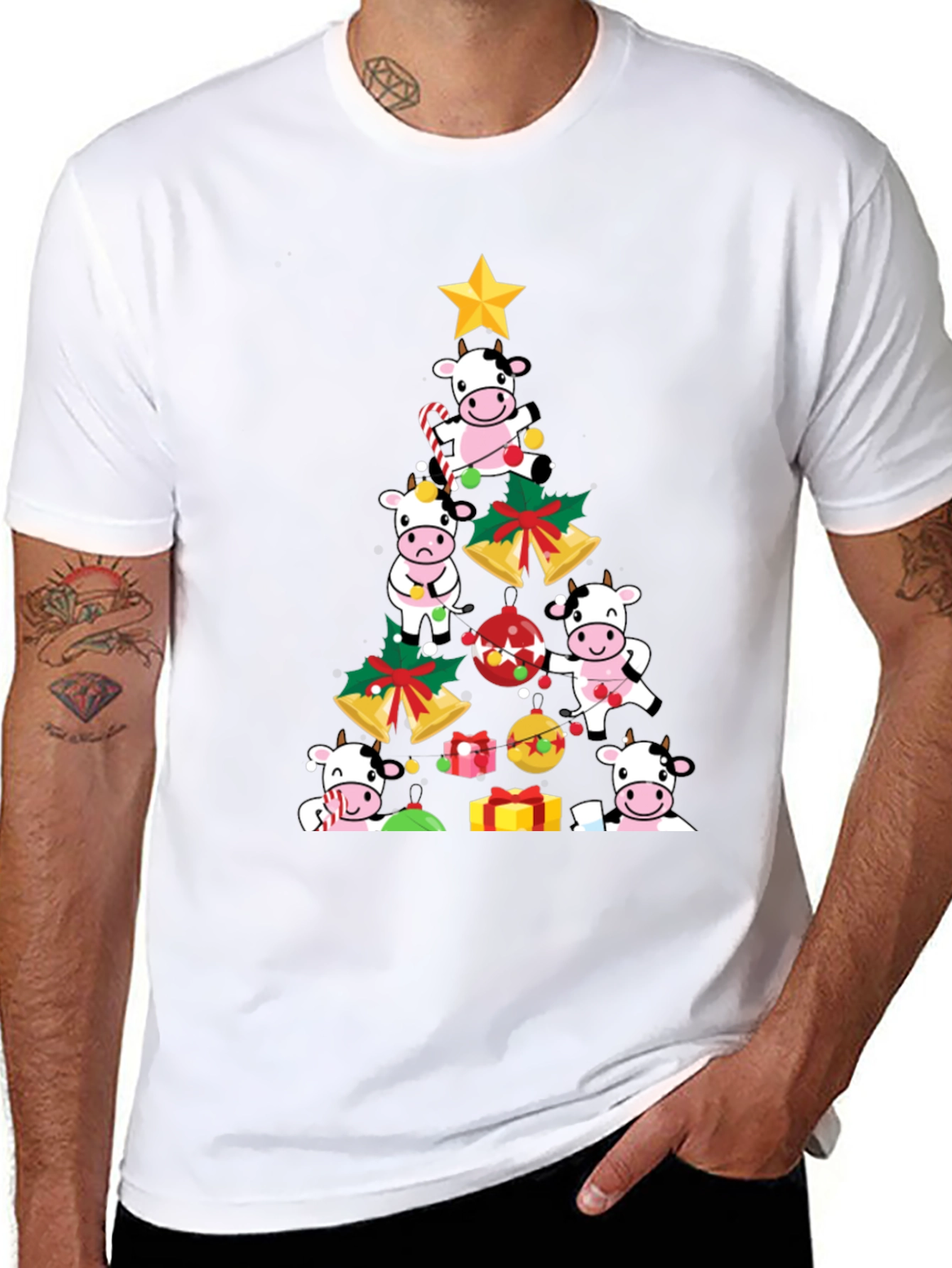 Christmas Cow Tree Graphic Tee
