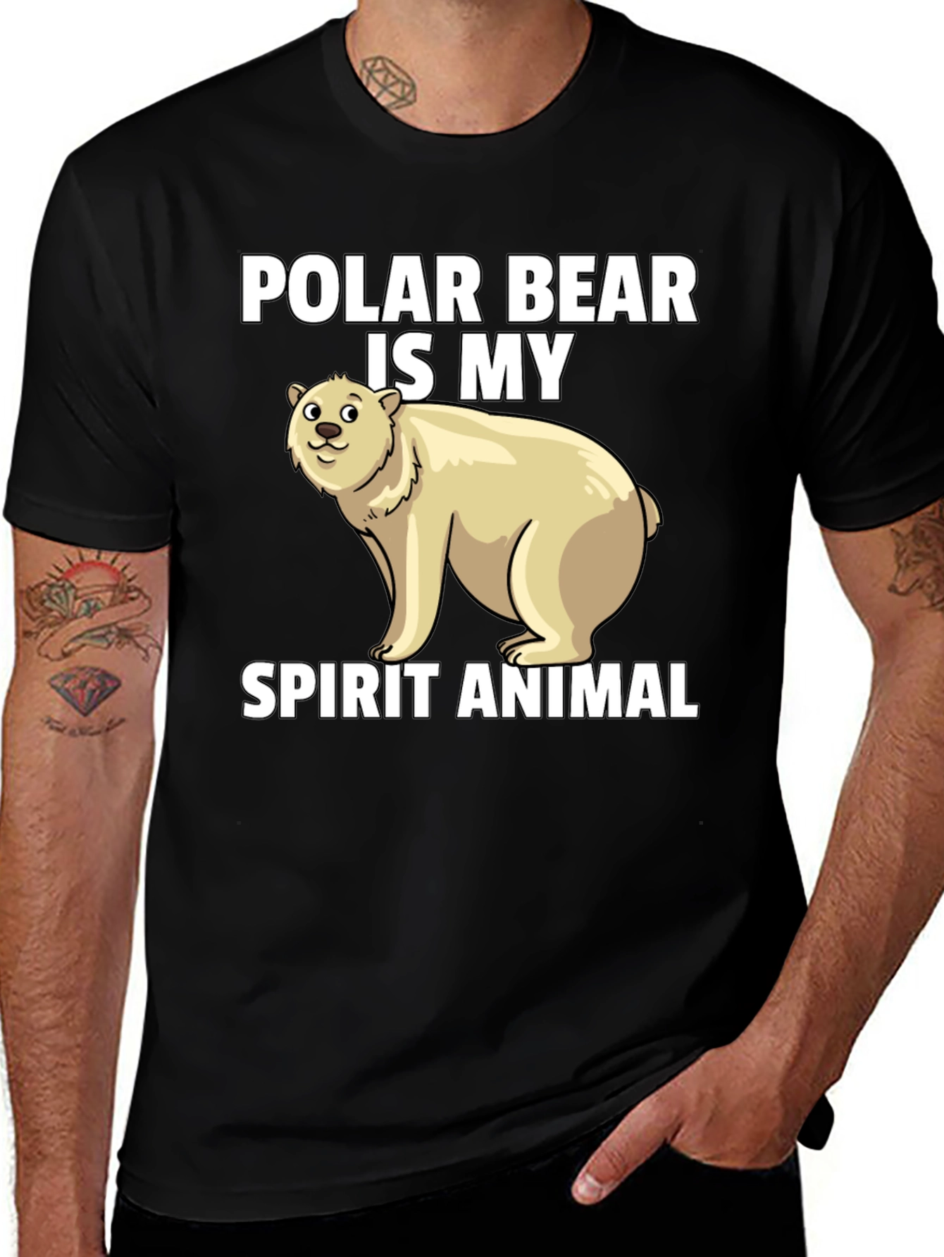 Polar Bear Spirit Animal Graphic Tee - Black