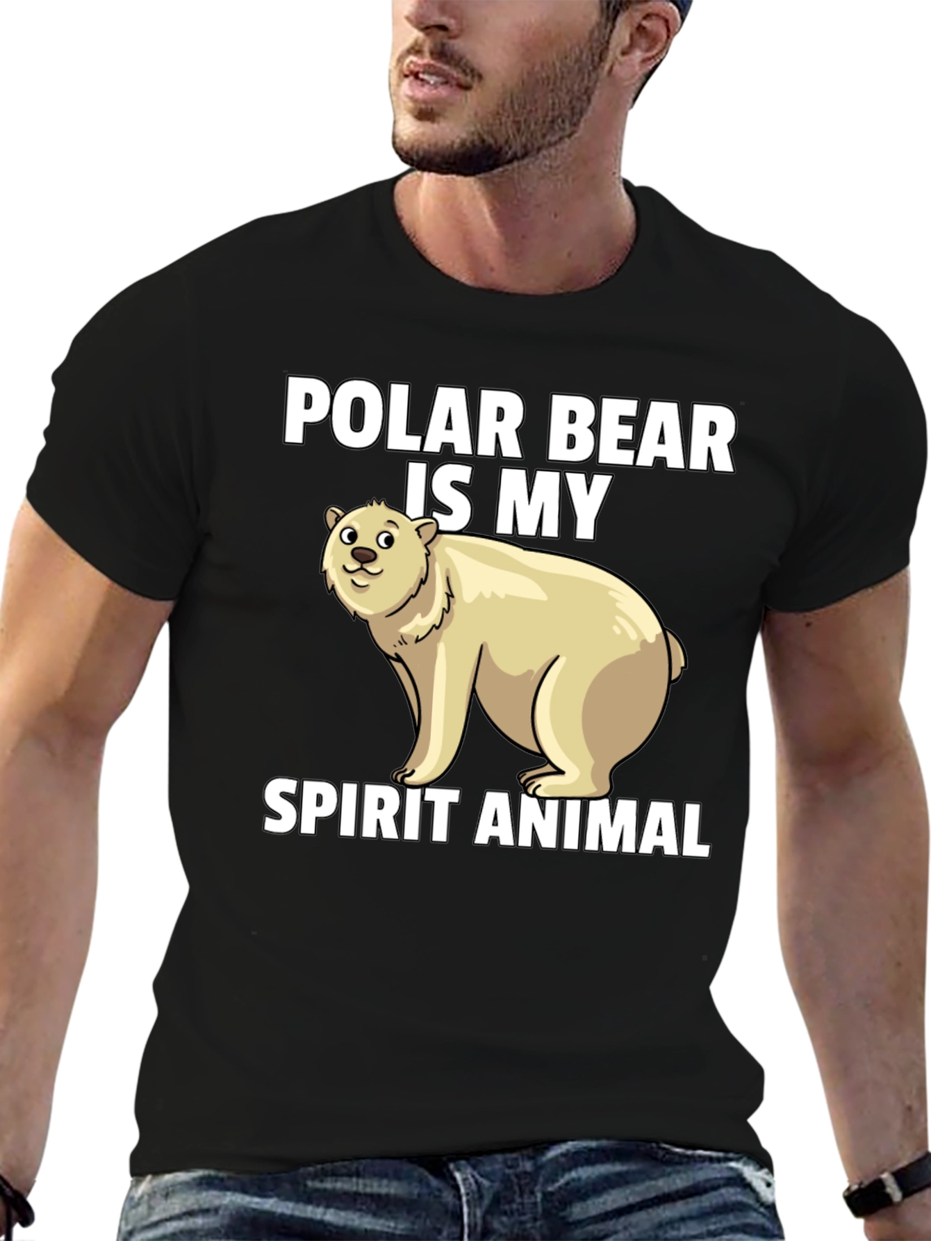 Polar Bear Spirit Animal Graphic Tee - Black