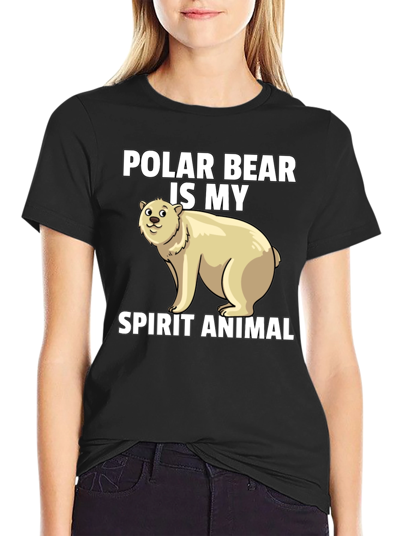 Polar Bear Spirit Animal Graphic Tee - Black