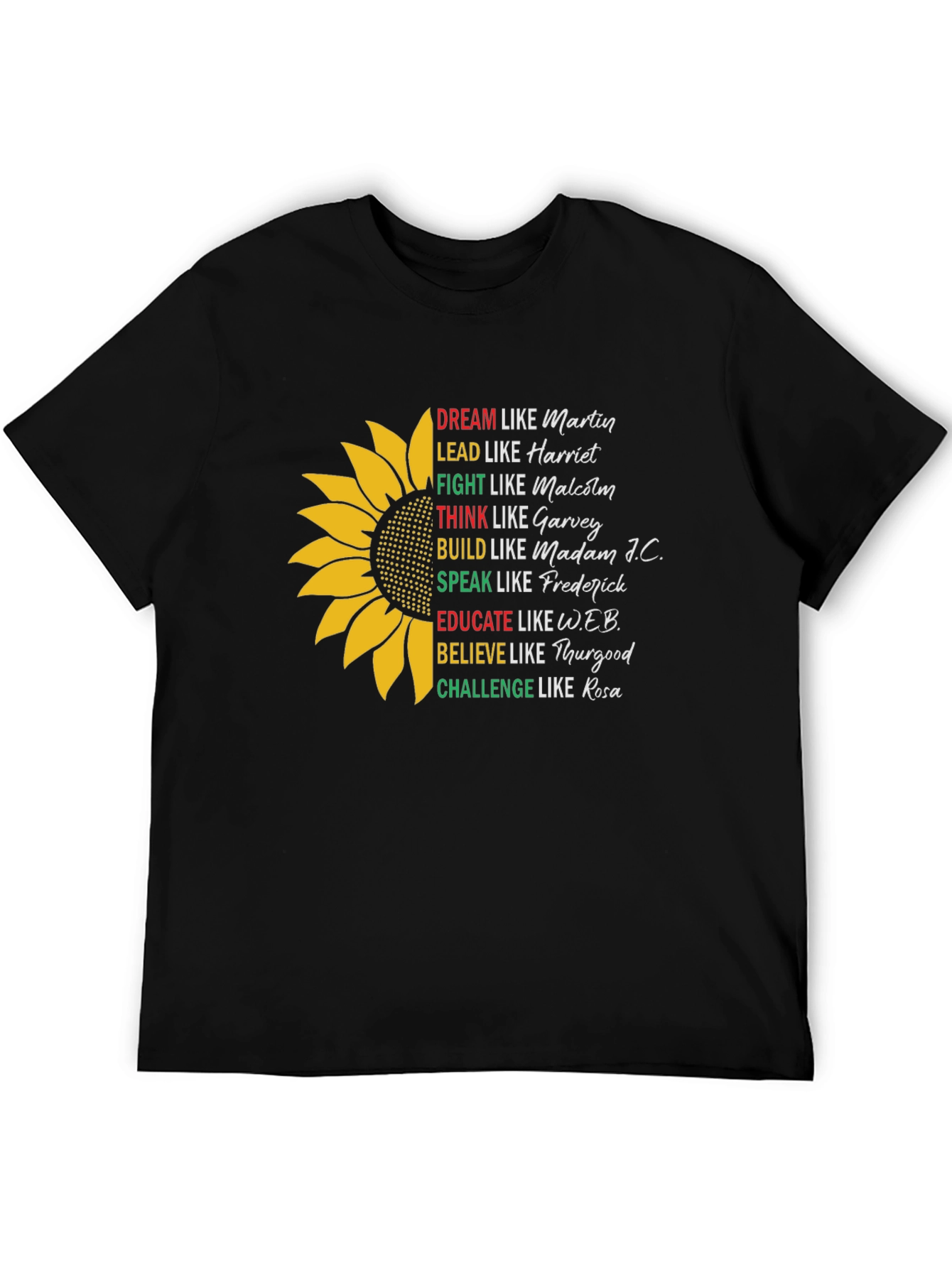 Inspirational African American Leaders Black T-Shirt