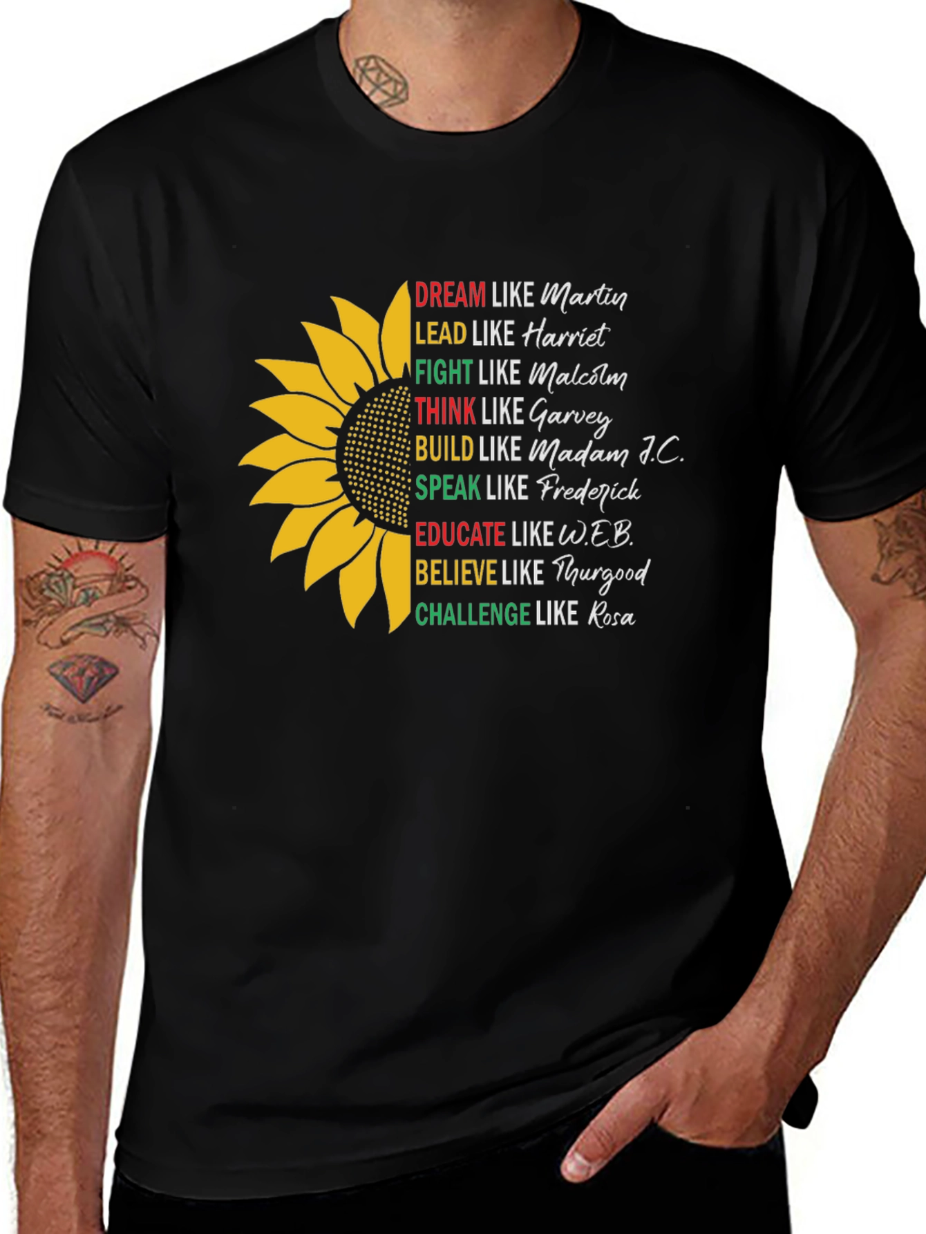 Inspirational African American Leaders Black T-Shirt