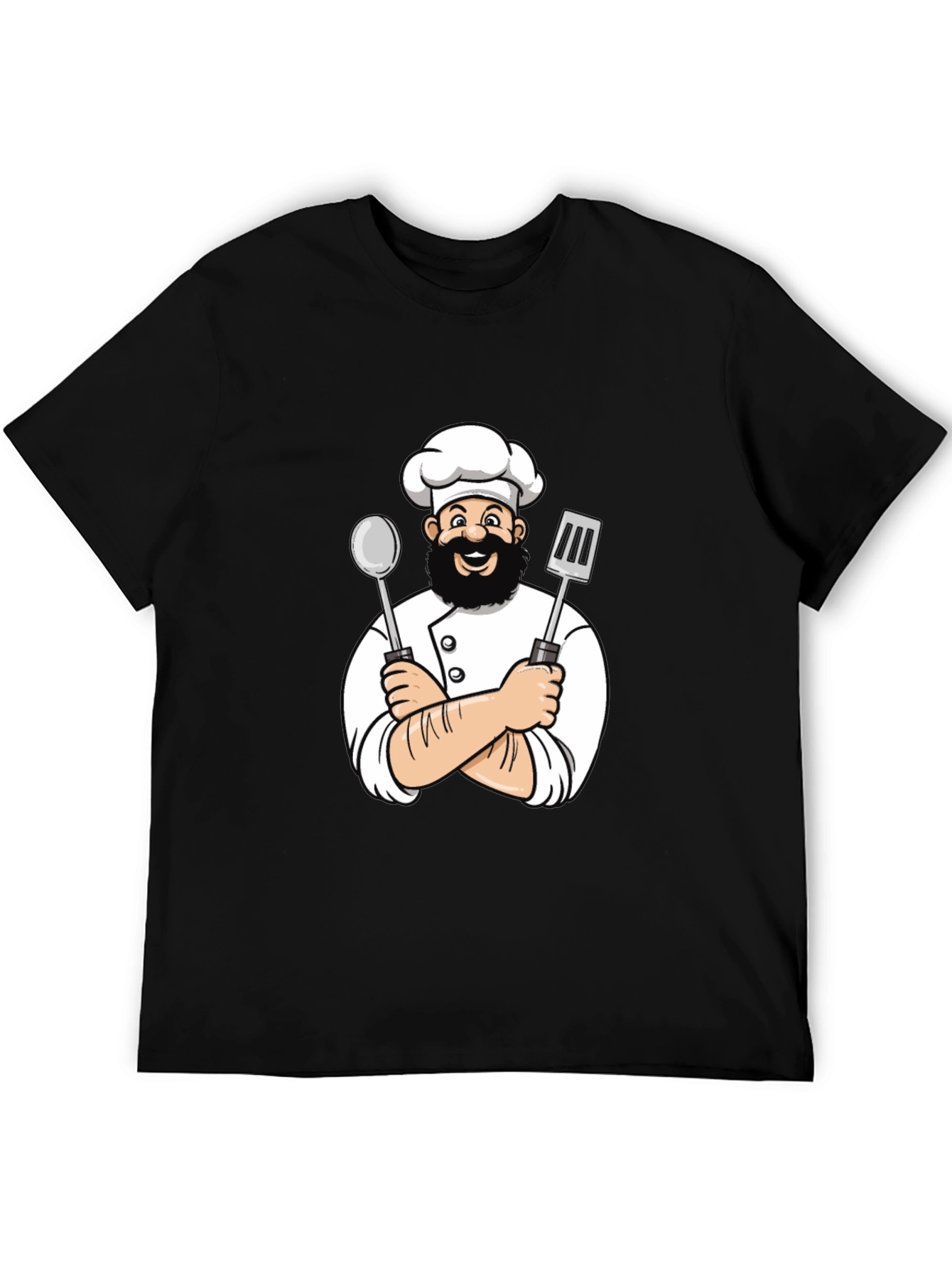 Chef Cartoon Graphic Black T-Shirt