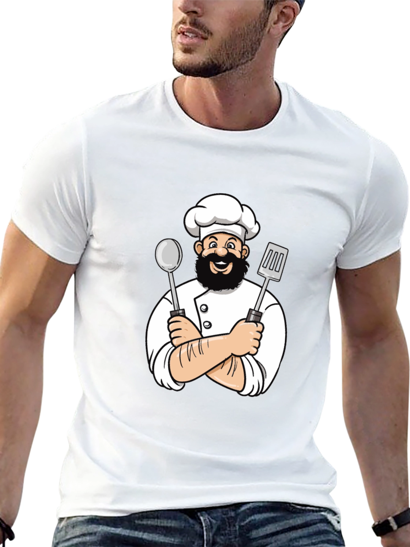 Chef Cartoon Graphic Black T-Shirt