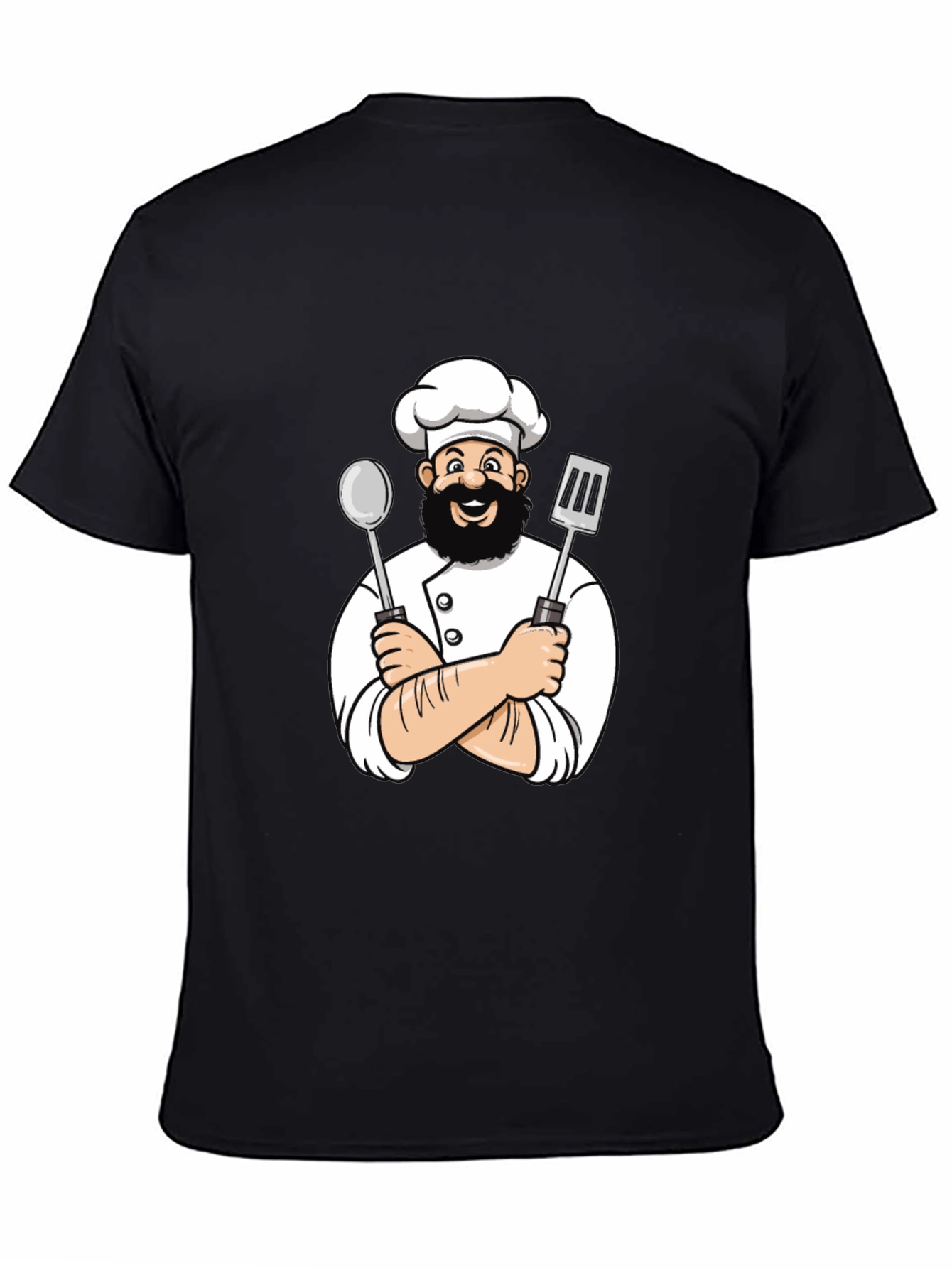 Chef Cartoon Graphic Black T-Shirt
