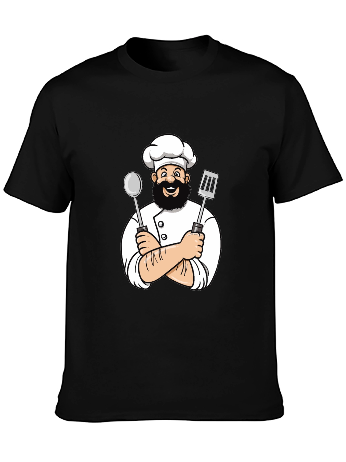Chef Cartoon Graphic Black T-Shirt