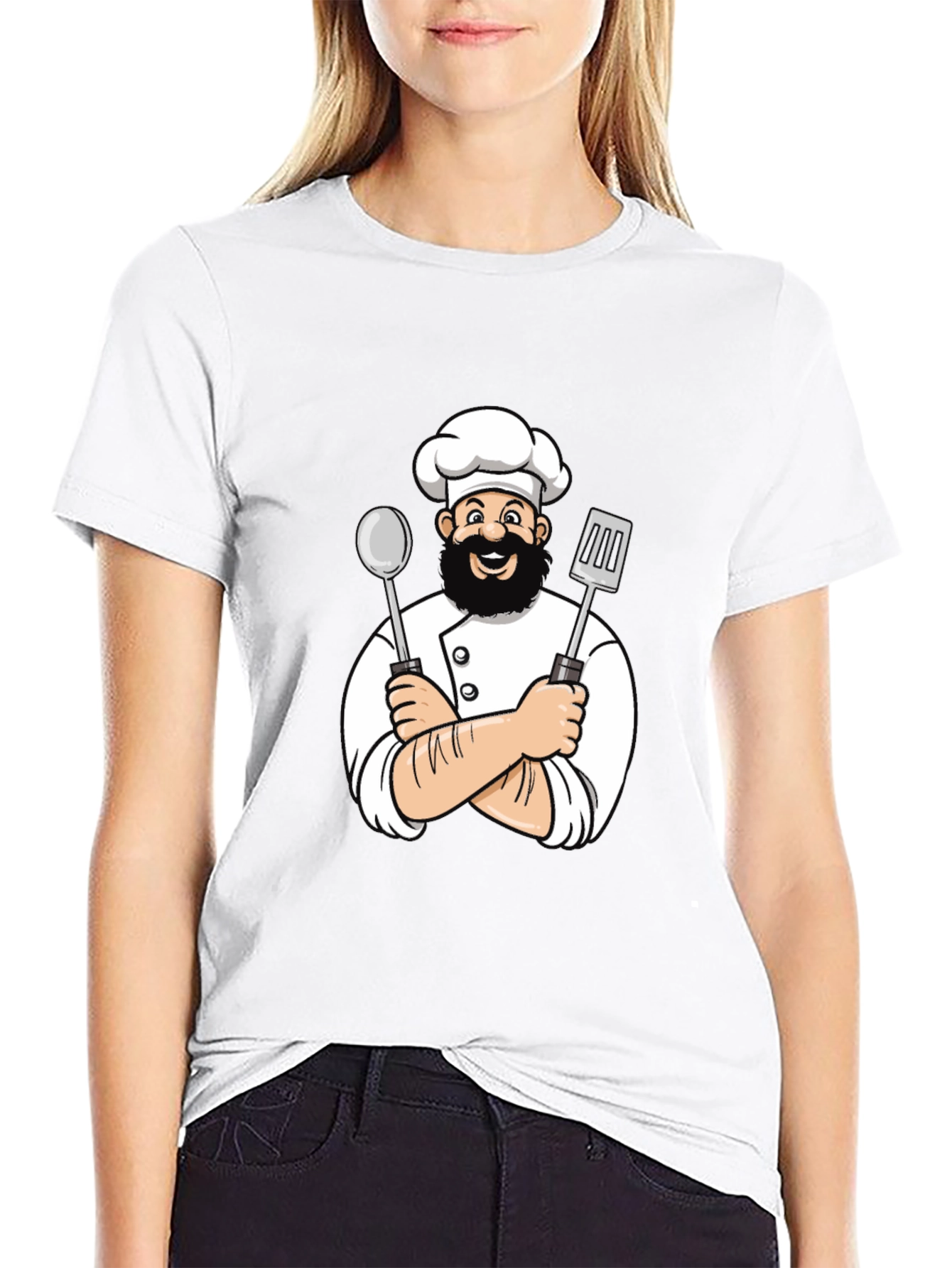 Chef Cartoon Graphic Black T-Shirt
