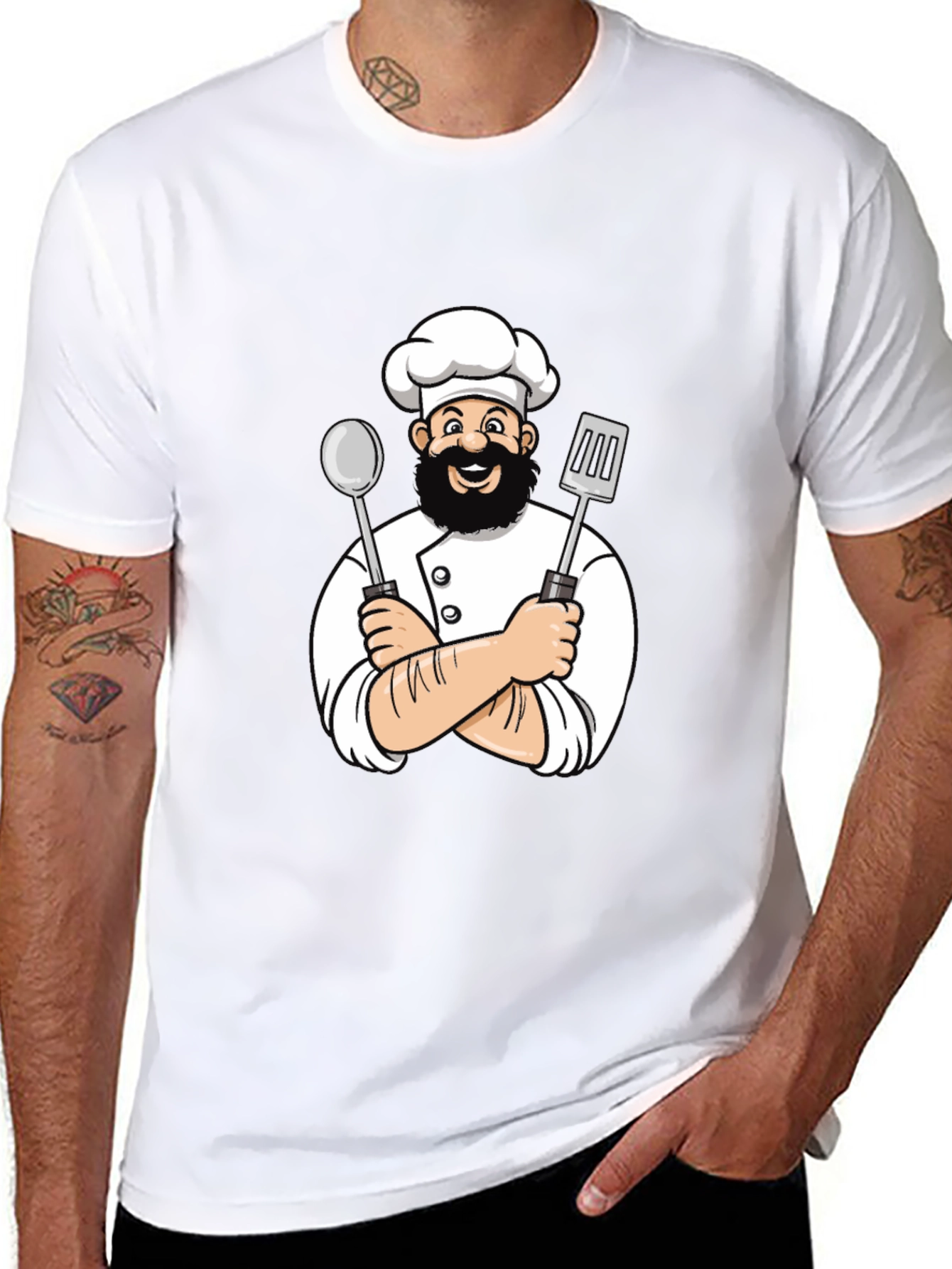Chef Cartoon Graphic Black T-Shirt