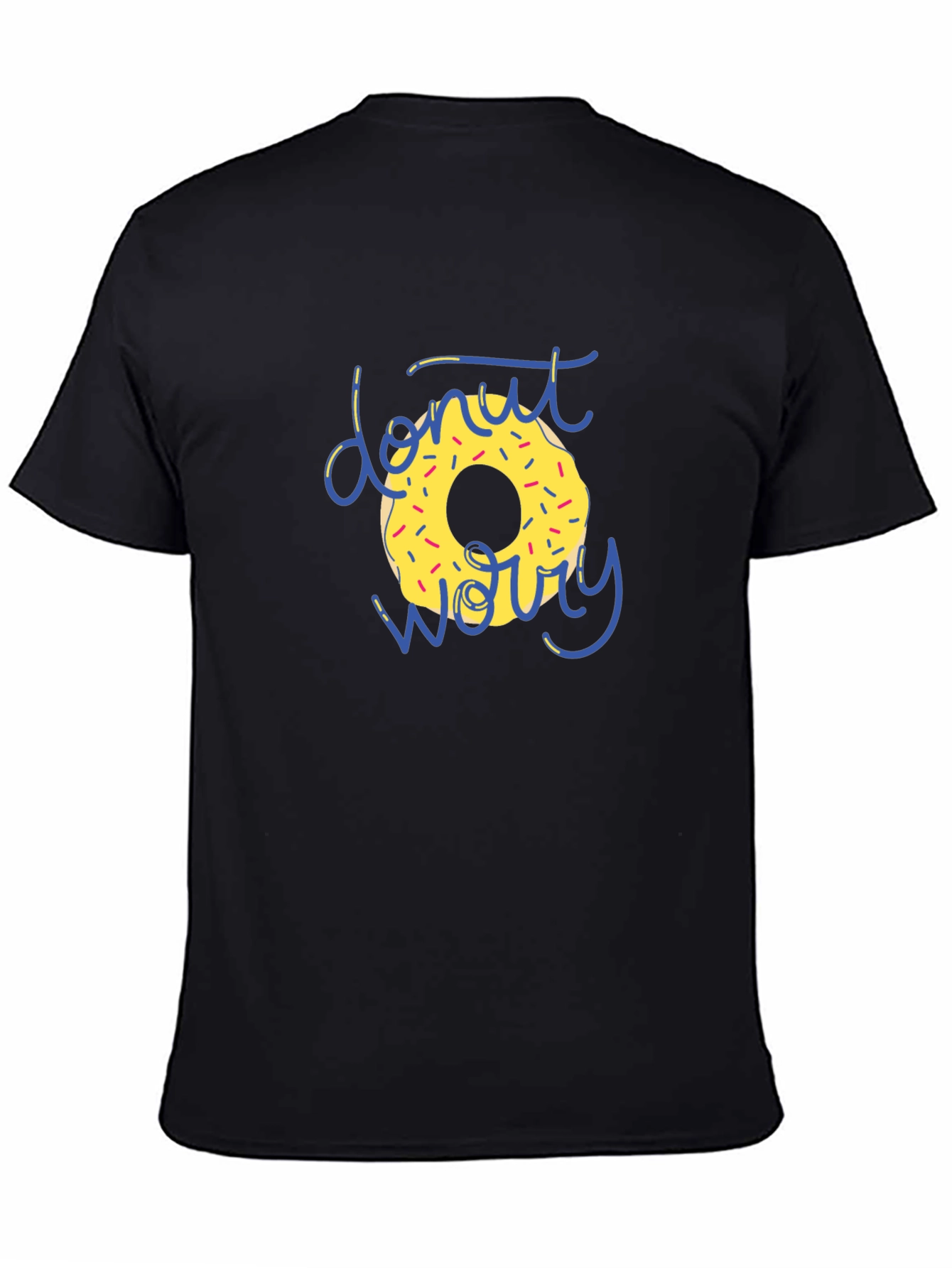 Donut Worry Graphic T-Shirt - Black Casual Tee