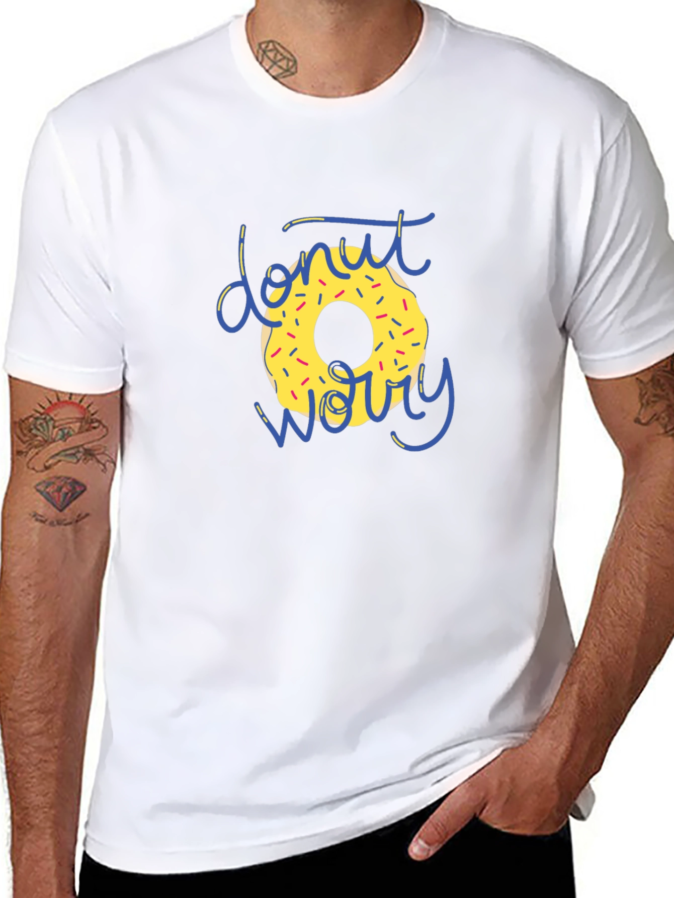 Donut Worry Graphic T-Shirt - Black Casual Tee
