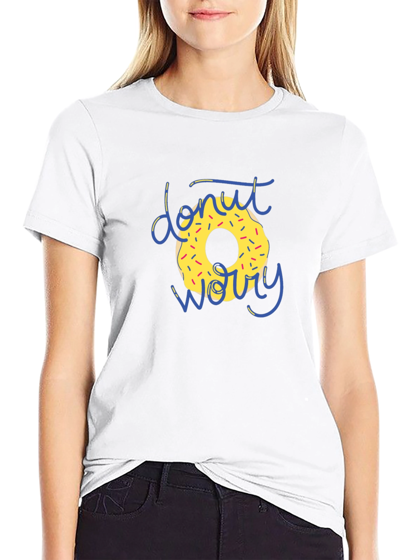 Donut Worry Graphic T-Shirt - Black Casual Tee