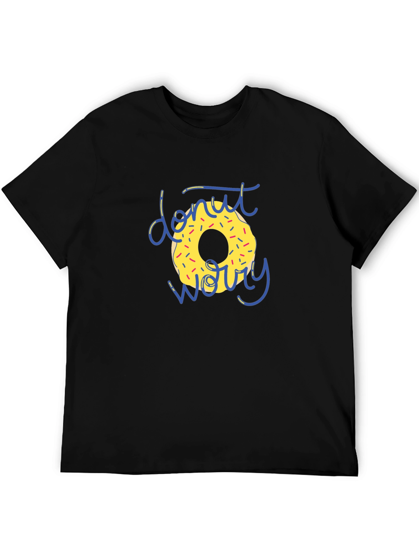 Donut Worry Graphic T-Shirt - Black Casual Tee