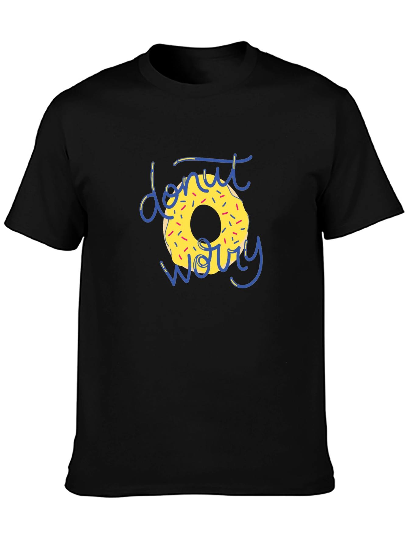 Donut Worry Graphic T-Shirt - Black Casual Tee