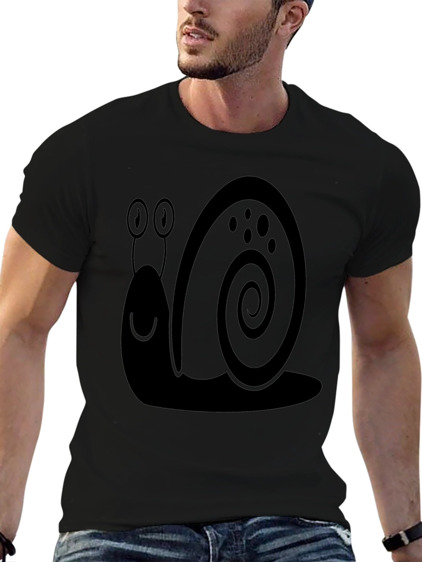 Snail Graphic Tee - Mens Black Cotton T-Shirt