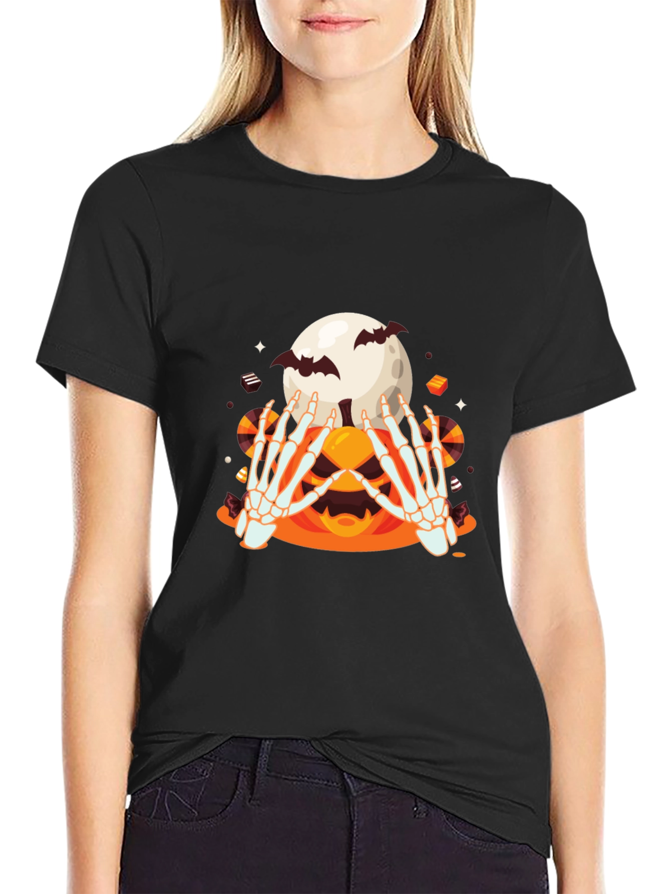 Spooky Skeleton Hands Halloween Graphic Tee