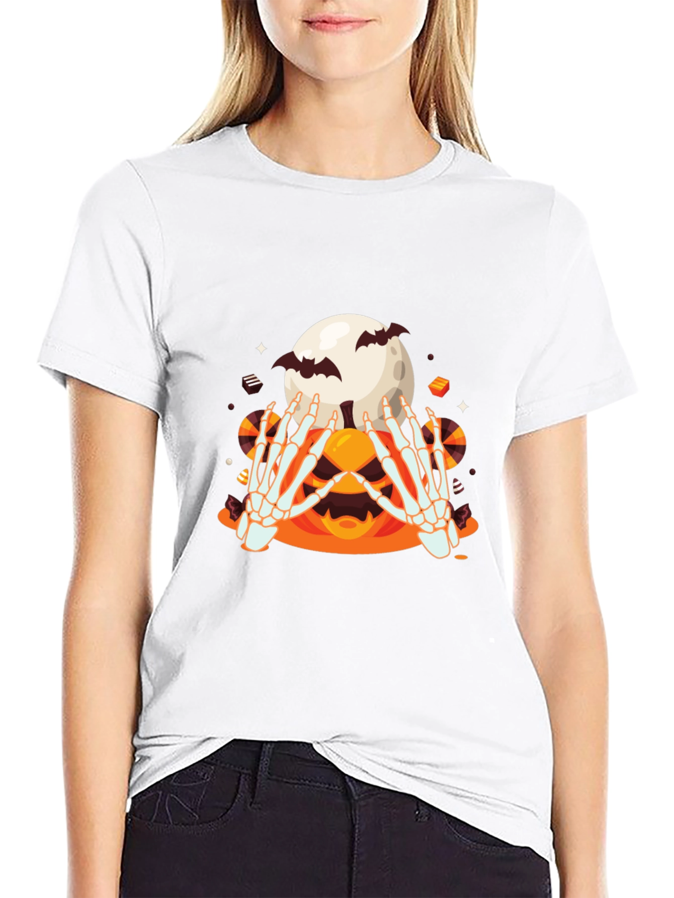 Spooky Skeleton Hands Halloween Graphic Tee