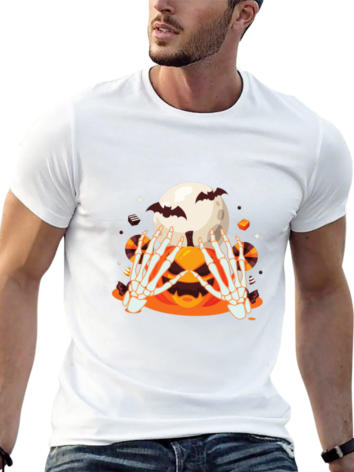 Spooky Skeleton Hands Halloween Graphic Tee