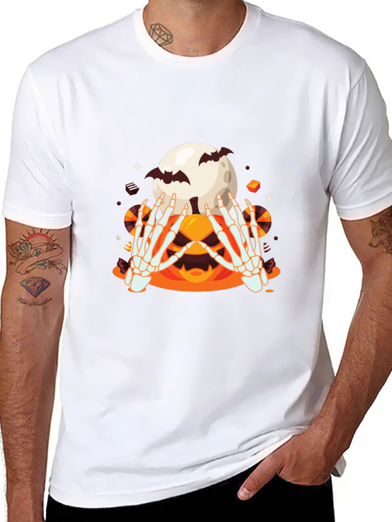 Spooky Skeleton Hands Halloween Graphic Tee
