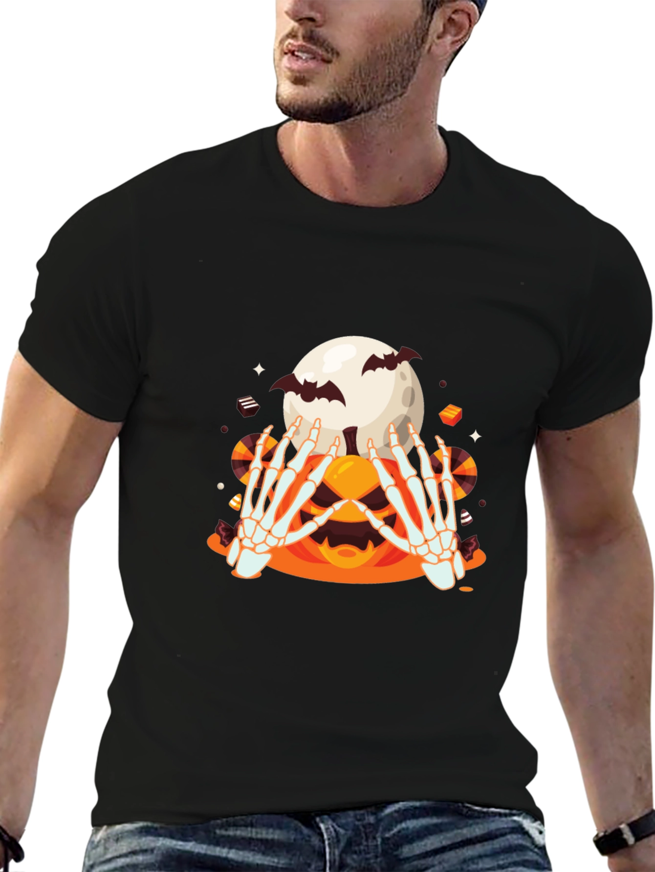 Spooky Skeleton Hands Halloween Graphic Tee