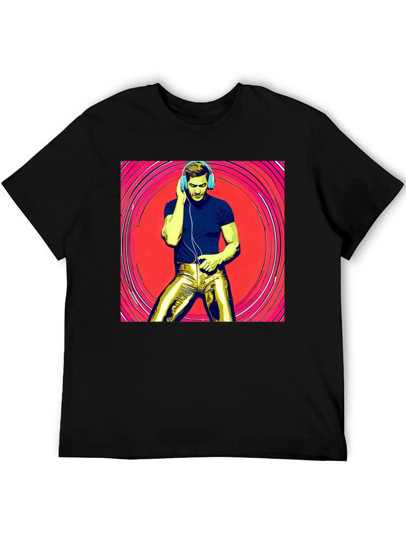 Retro Grooves T-Shirt - Musical Man in Gold Pants