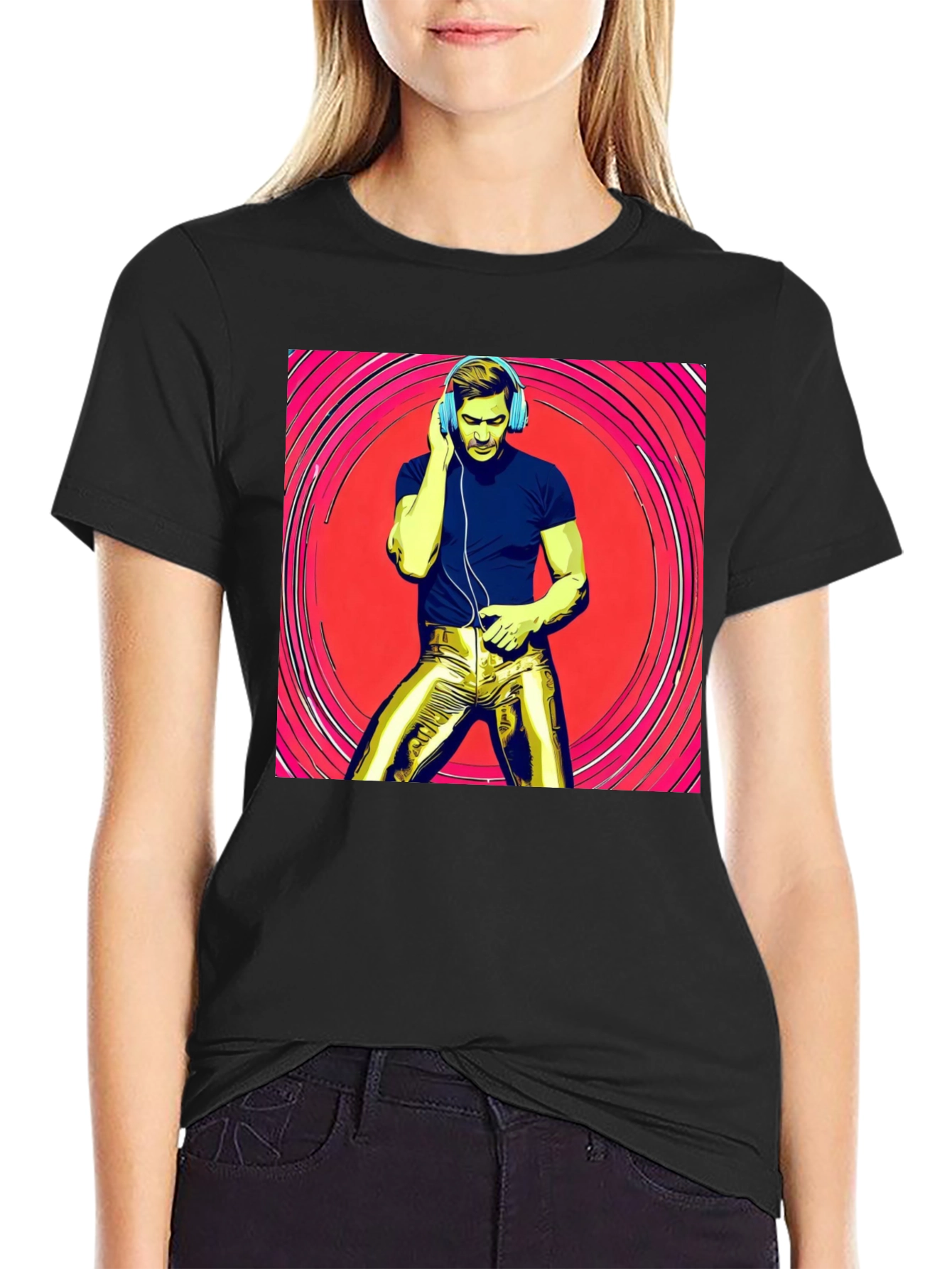 Retro Grooves T-Shirt - Musical Man in Gold Pants