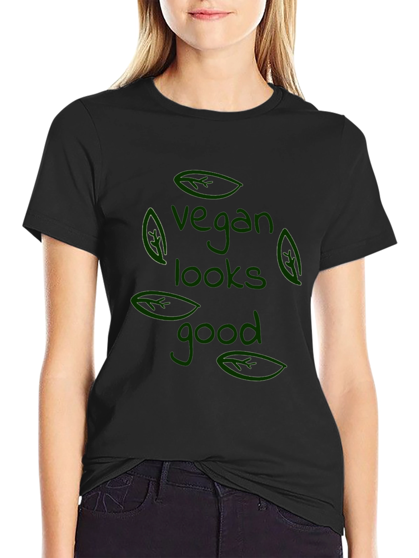 Vegan Looks Good T-Shirt - Black Stylish Comfortable