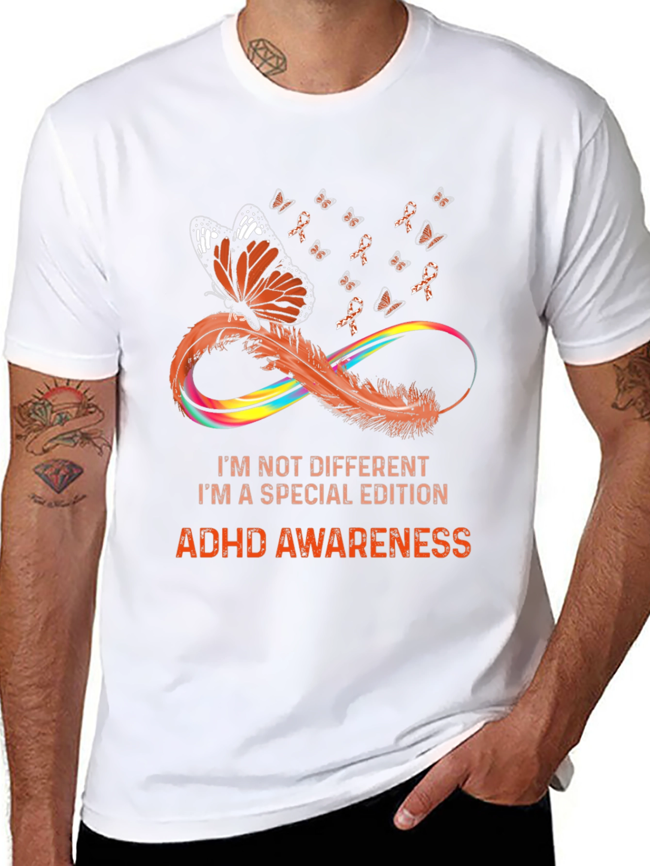 ADHD Awareness T-Shirt - Butterfly & Infinity Design