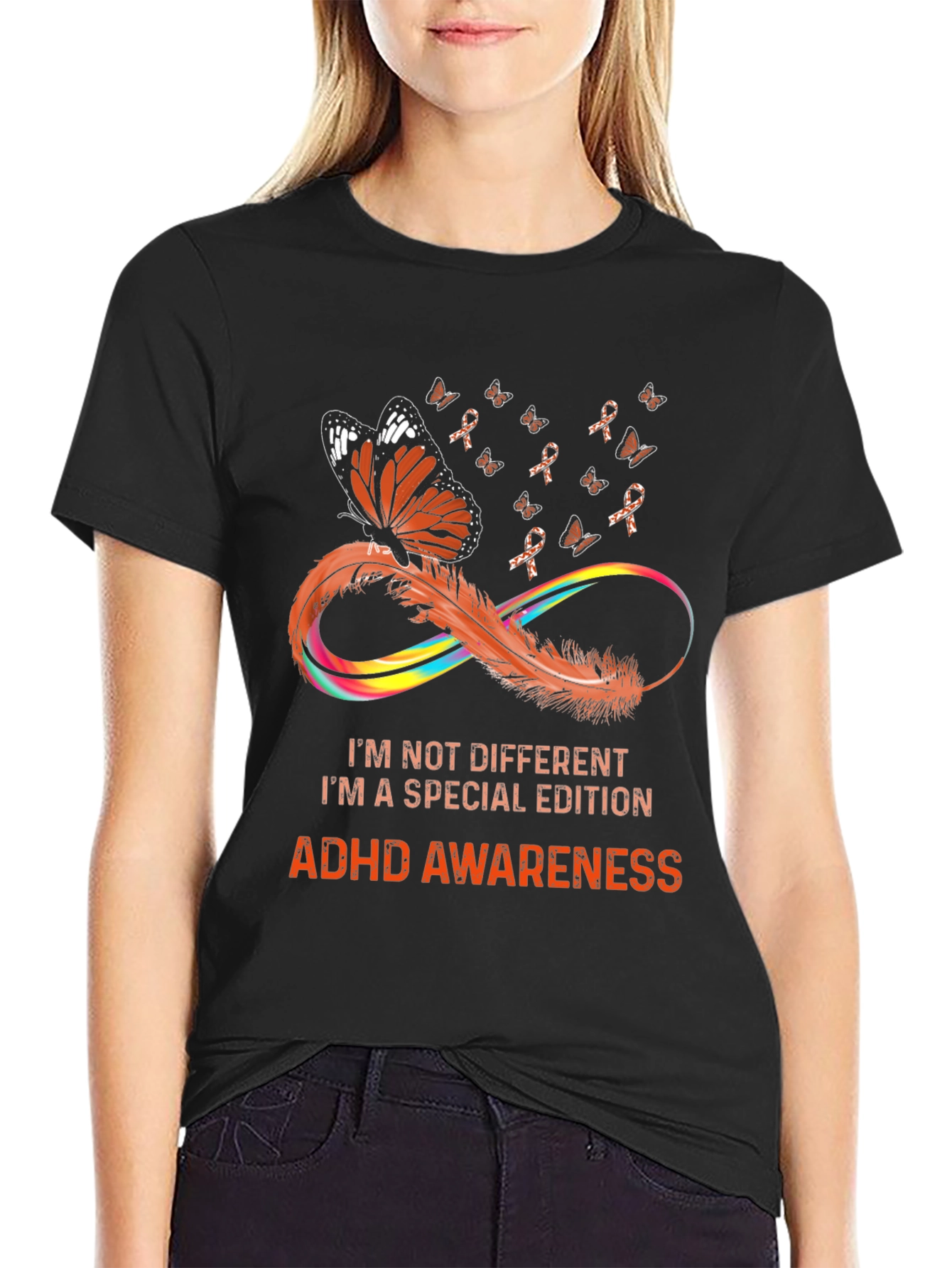 ADHD Awareness T-Shirt - Butterfly & Infinity Design