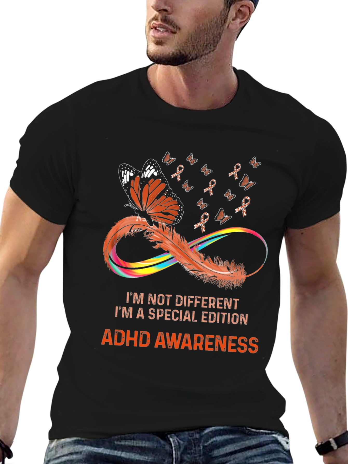 ADHD Awareness T-Shirt - Butterfly & Infinity Design
