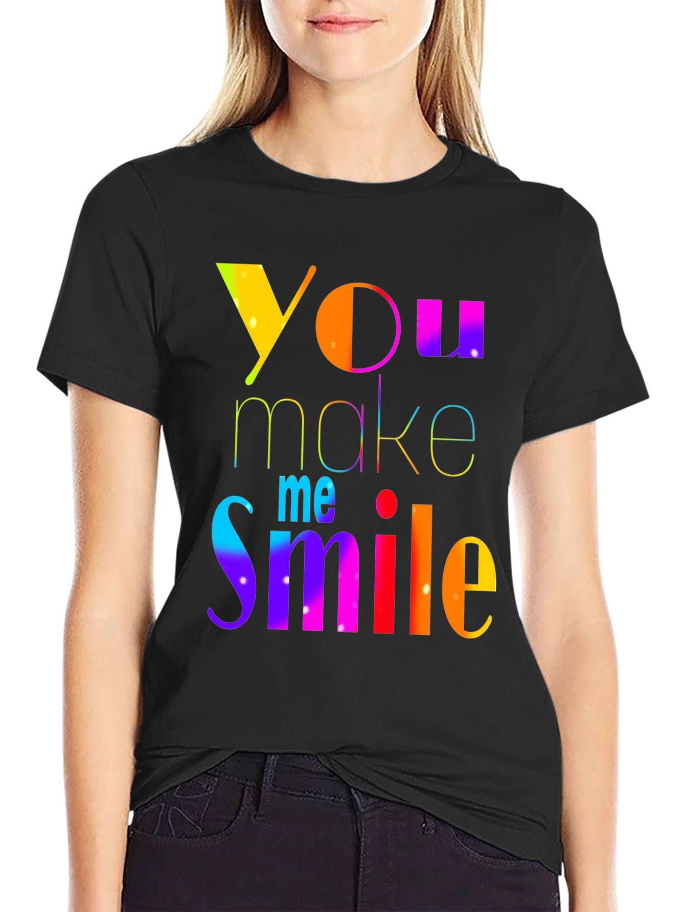 Rainbow You Make Me Smile Black T-Shirt
