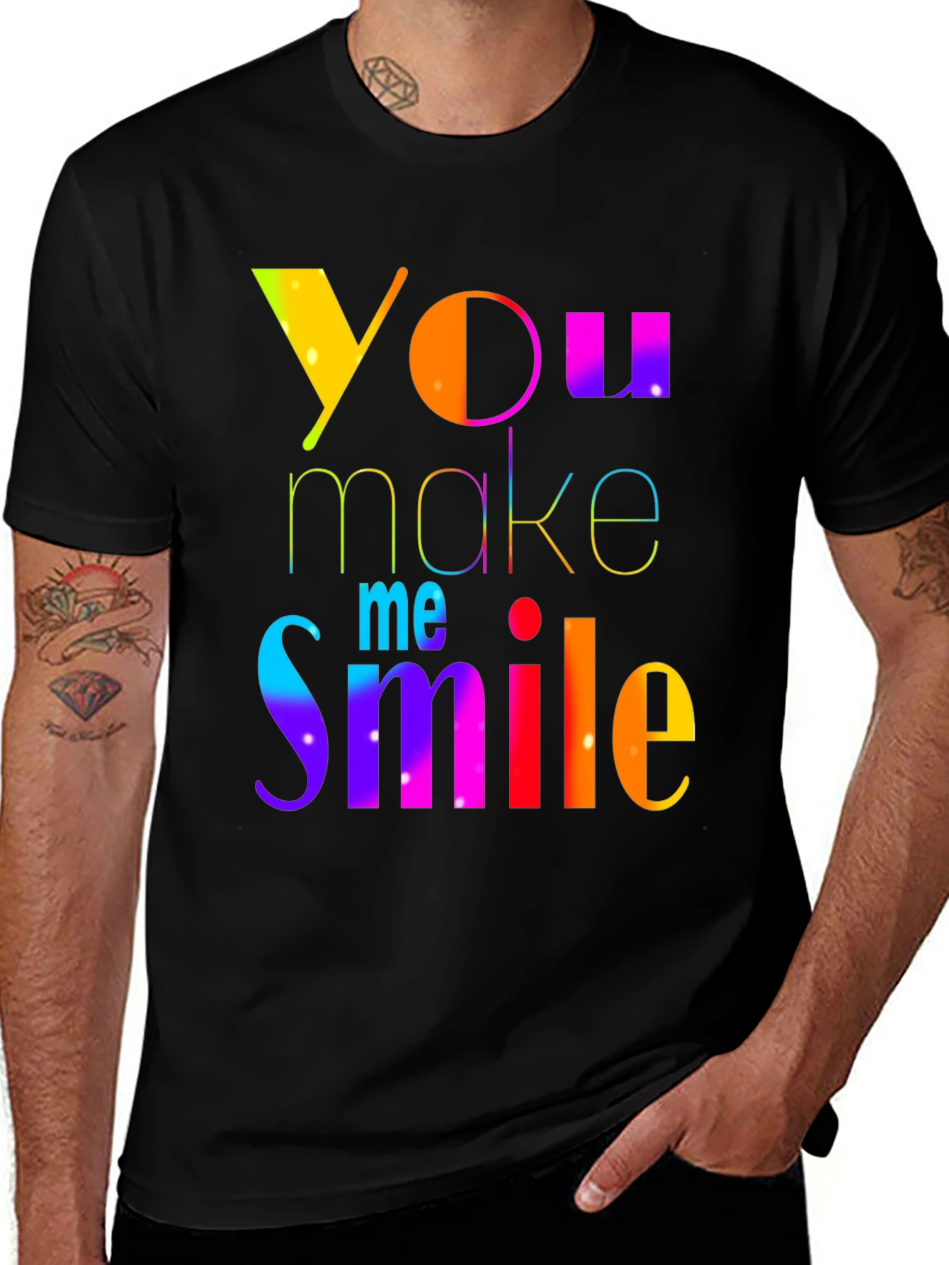 Rainbow You Make Me Smile Black T-Shirt
