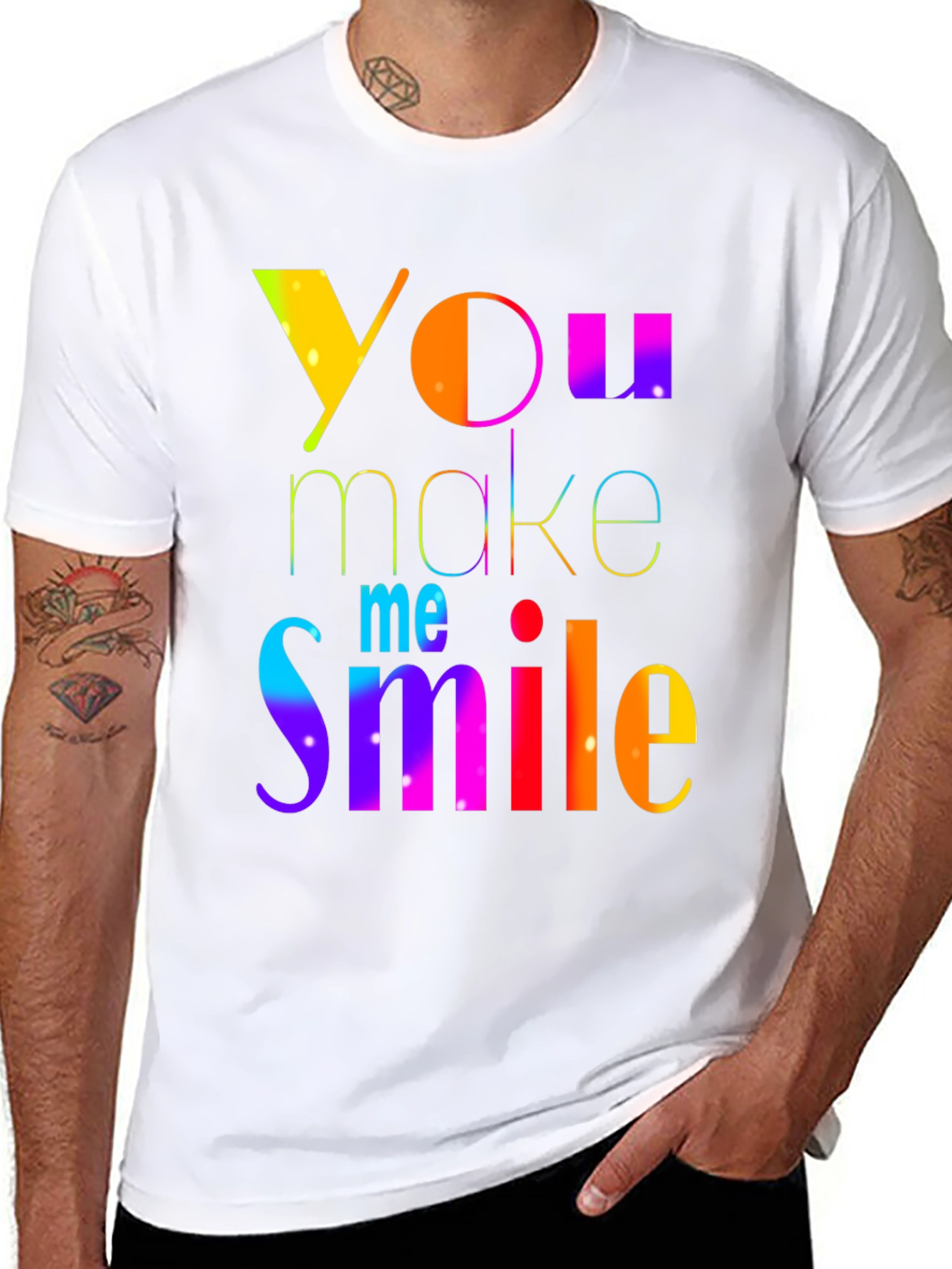 Rainbow You Make Me Smile Black T-Shirt