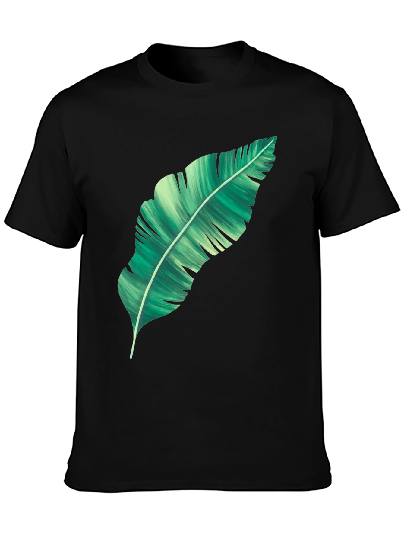 Banana Leaf Graphic Print Black T-Shirt