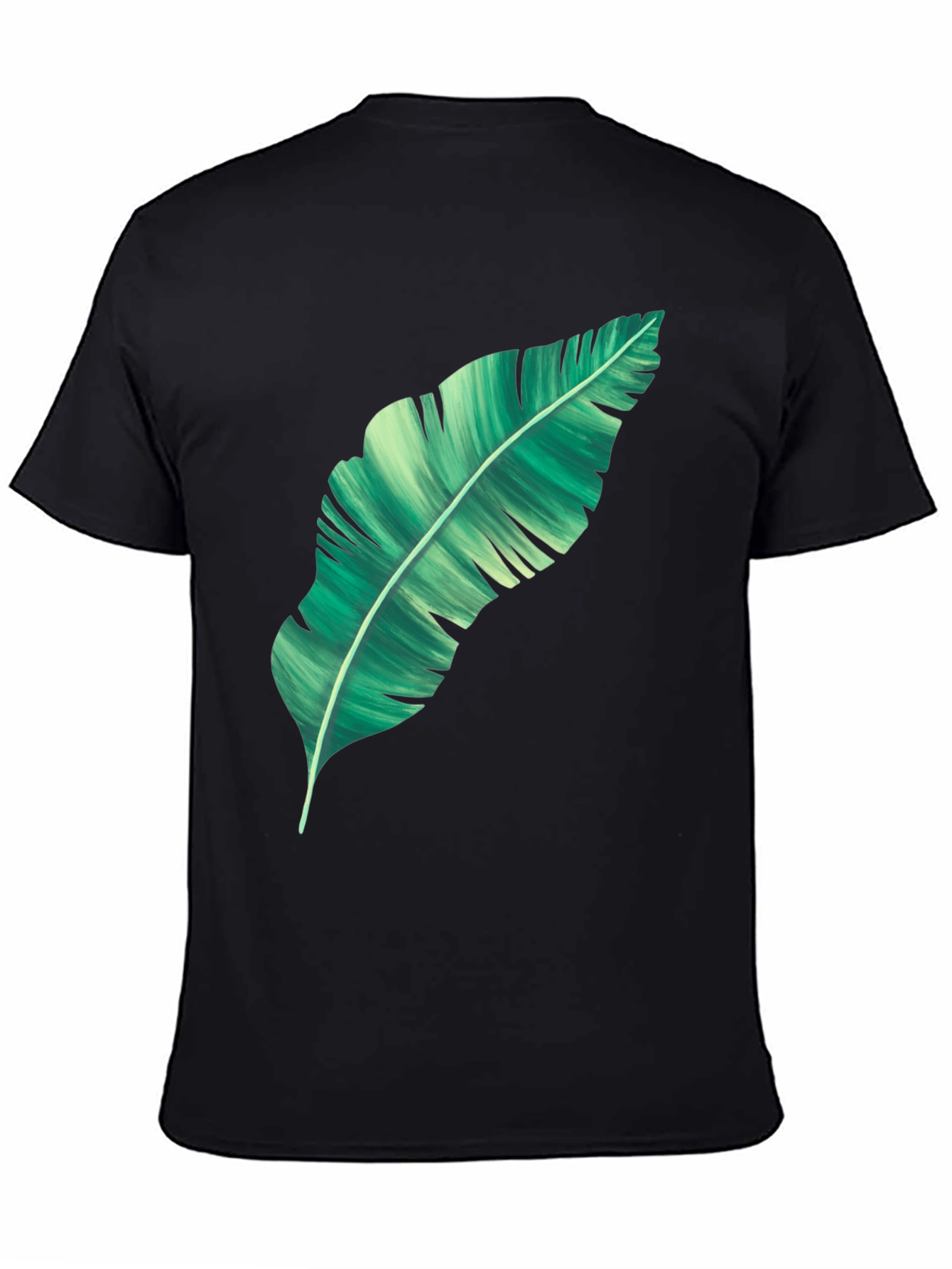 Banana Leaf Graphic Print Black T-Shirt