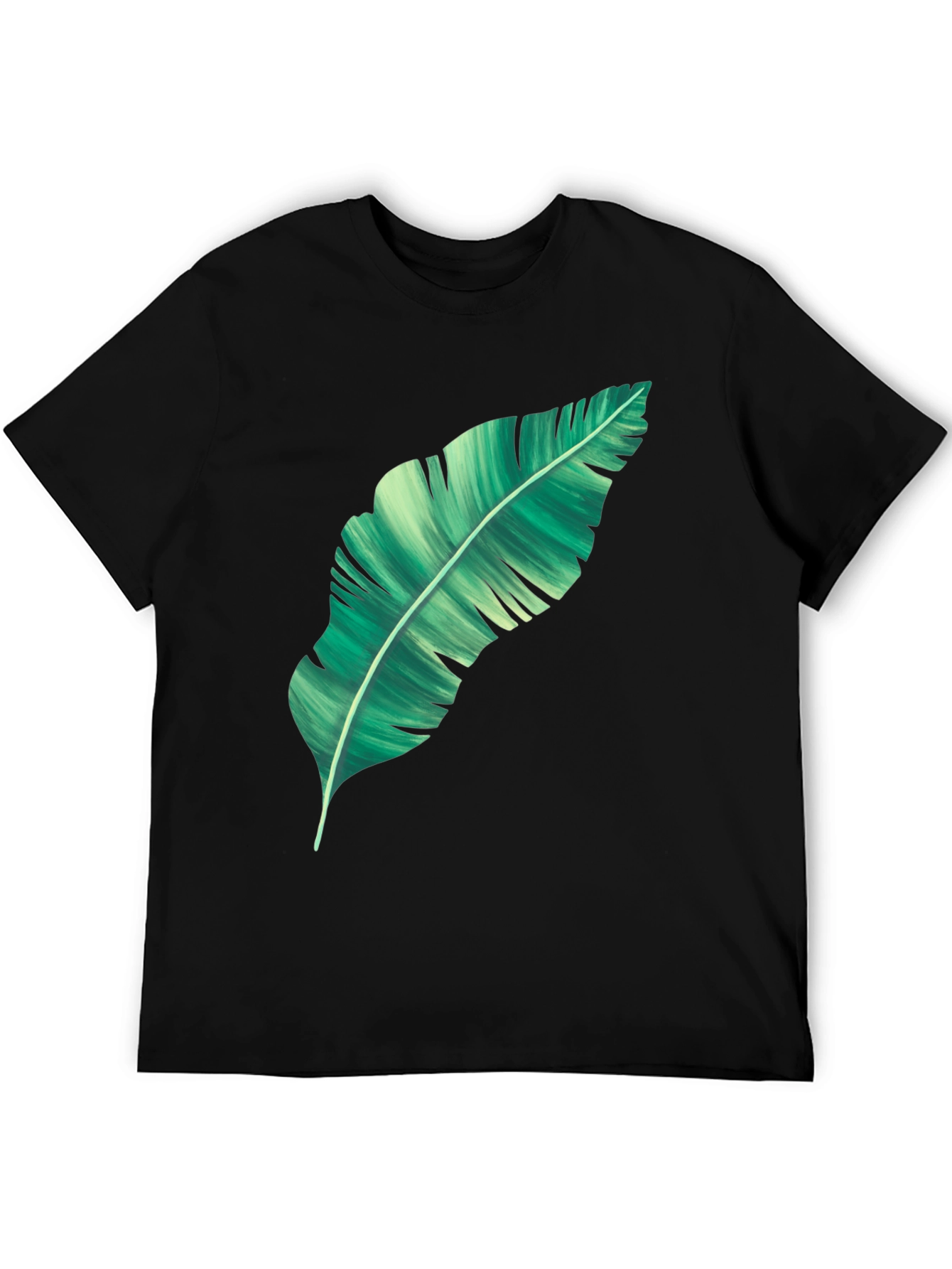 Banana Leaf Graphic Print Black T-Shirt