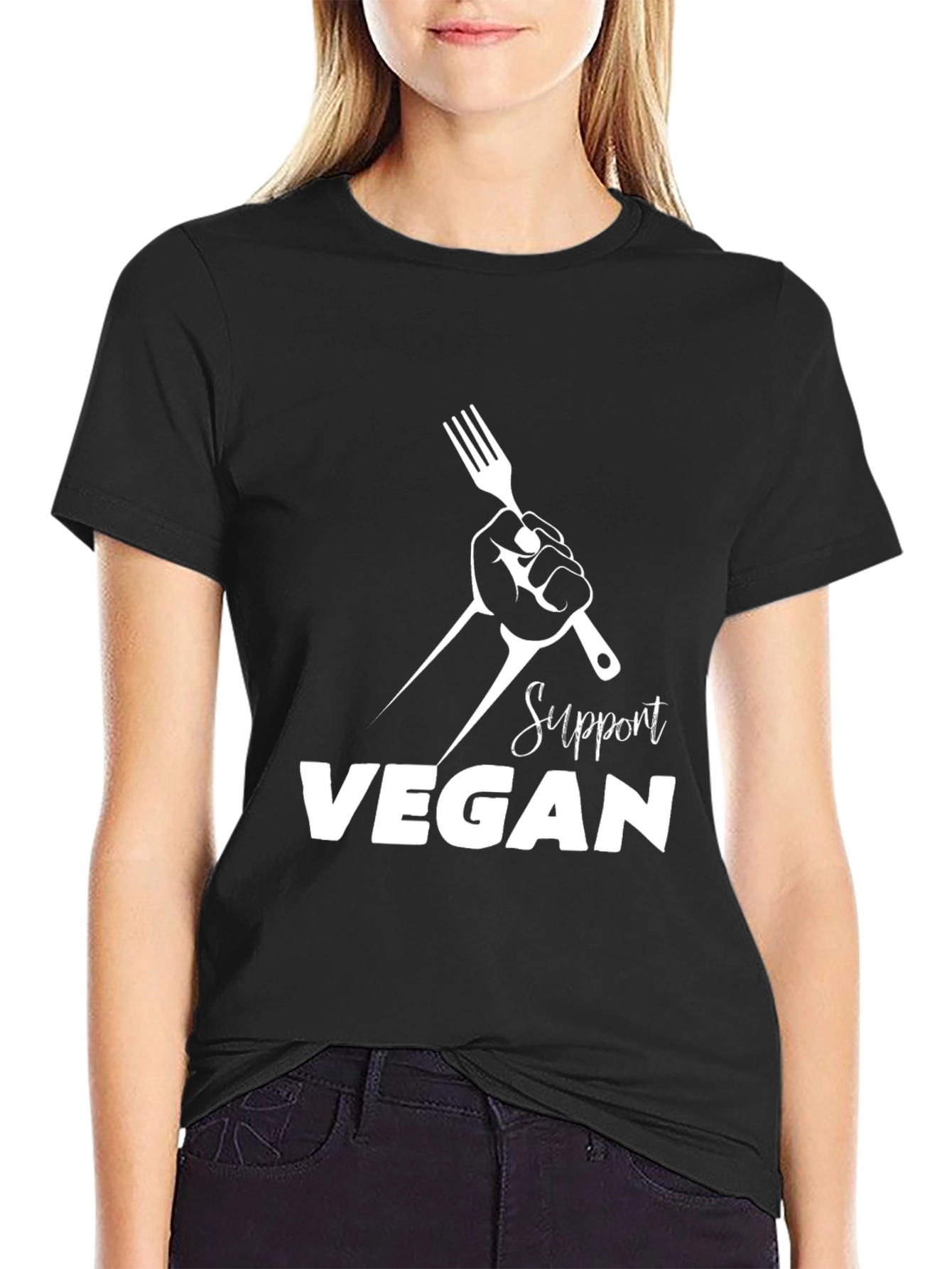 Support Vegan Black T-Shirt