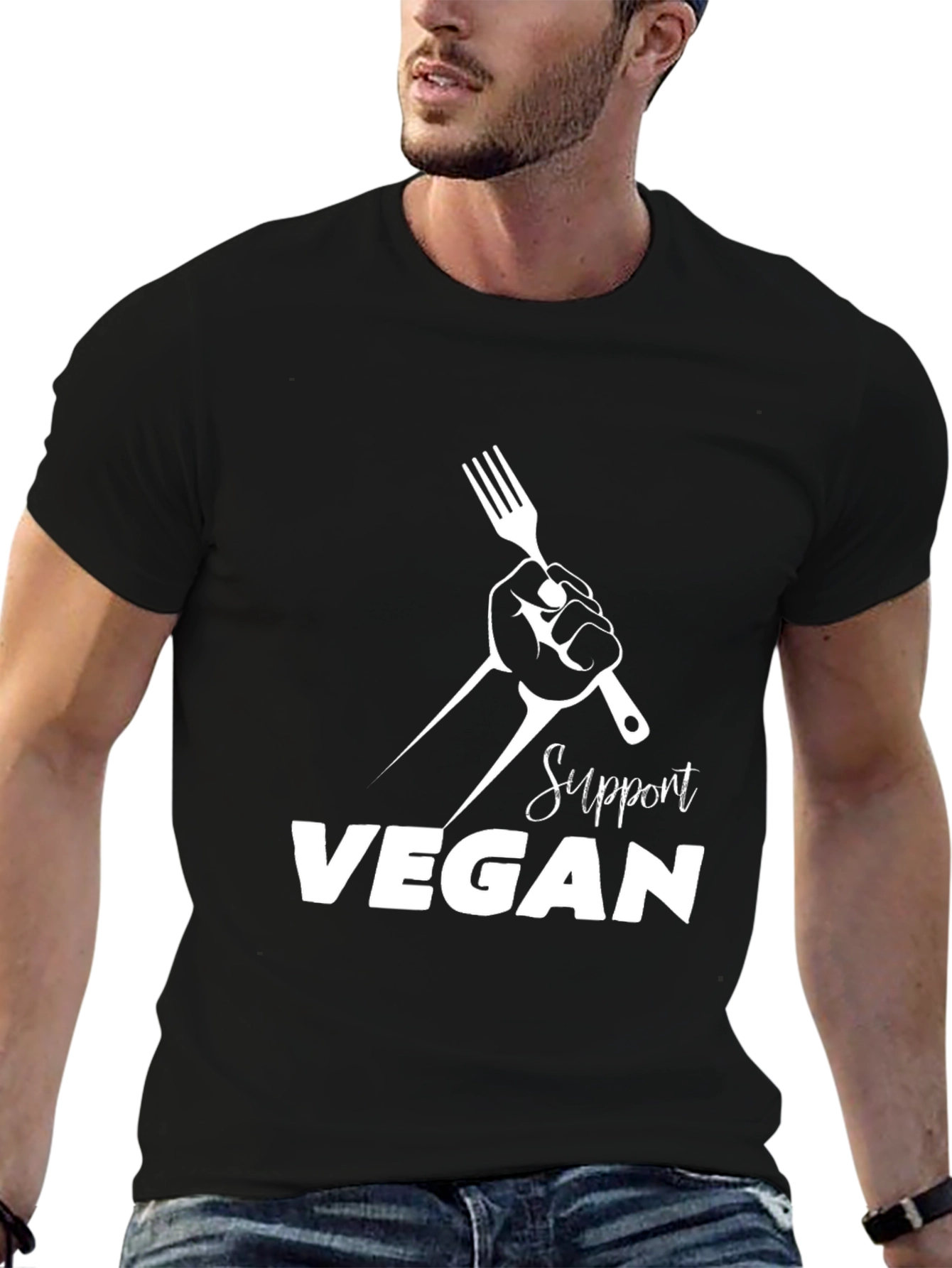 Support Vegan Black T-Shirt