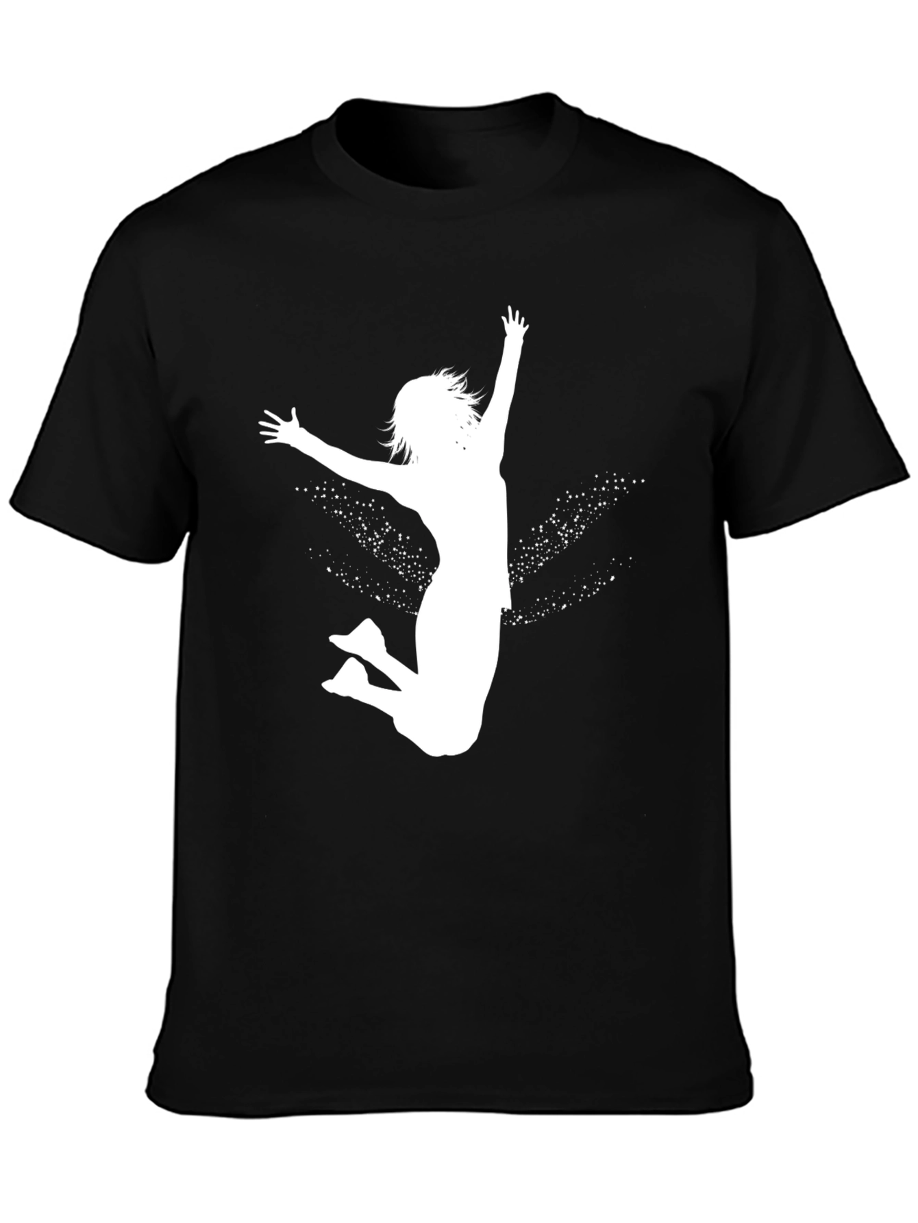 Black Tee with White Jumping Girl Graphic