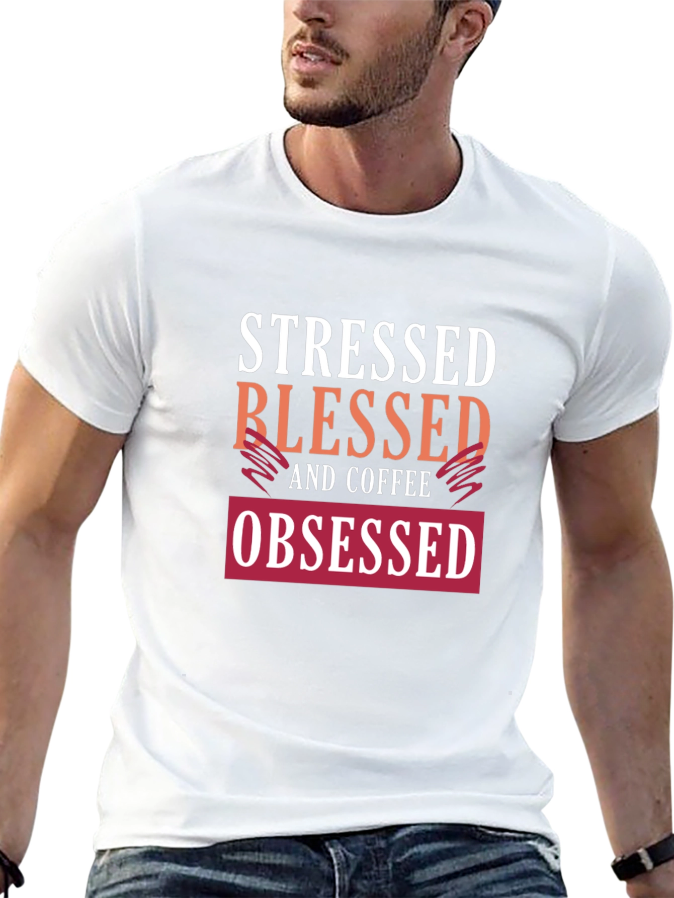 Stressed Blessed Coffee Obsessed Graphic Tee