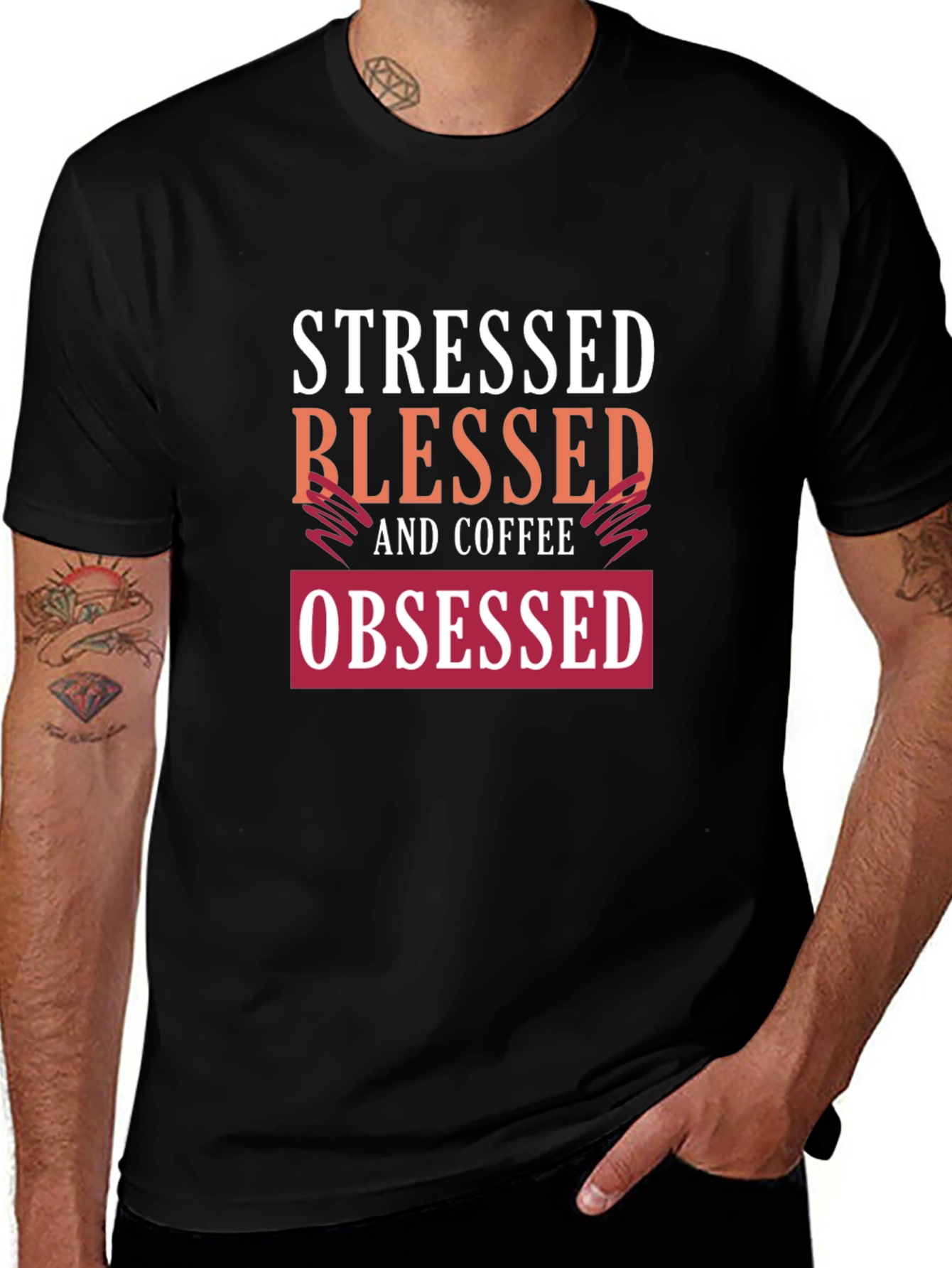 Stressed Blessed Coffee Obsessed Graphic Tee