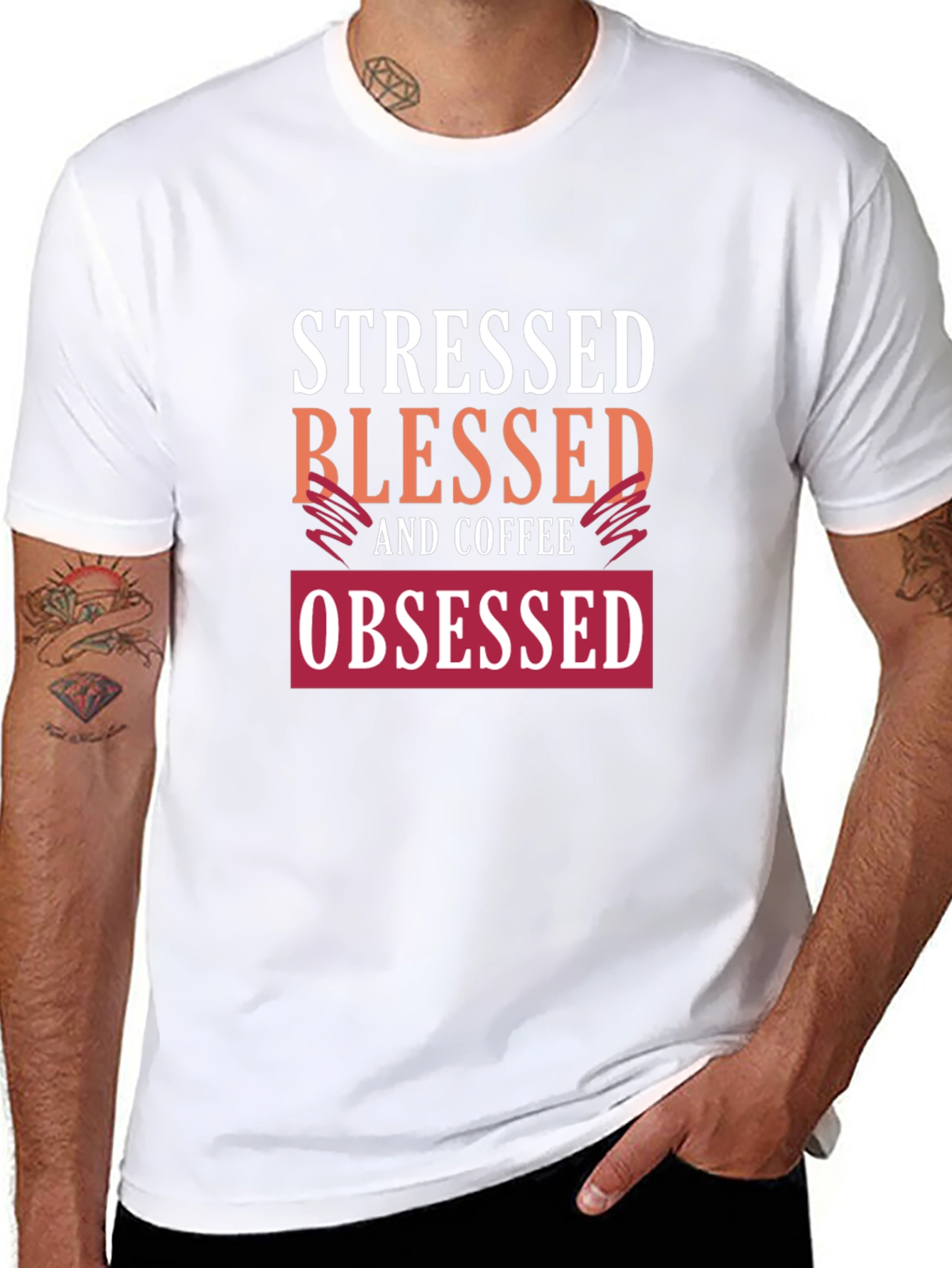 Stressed Blessed Coffee Obsessed Graphic Tee