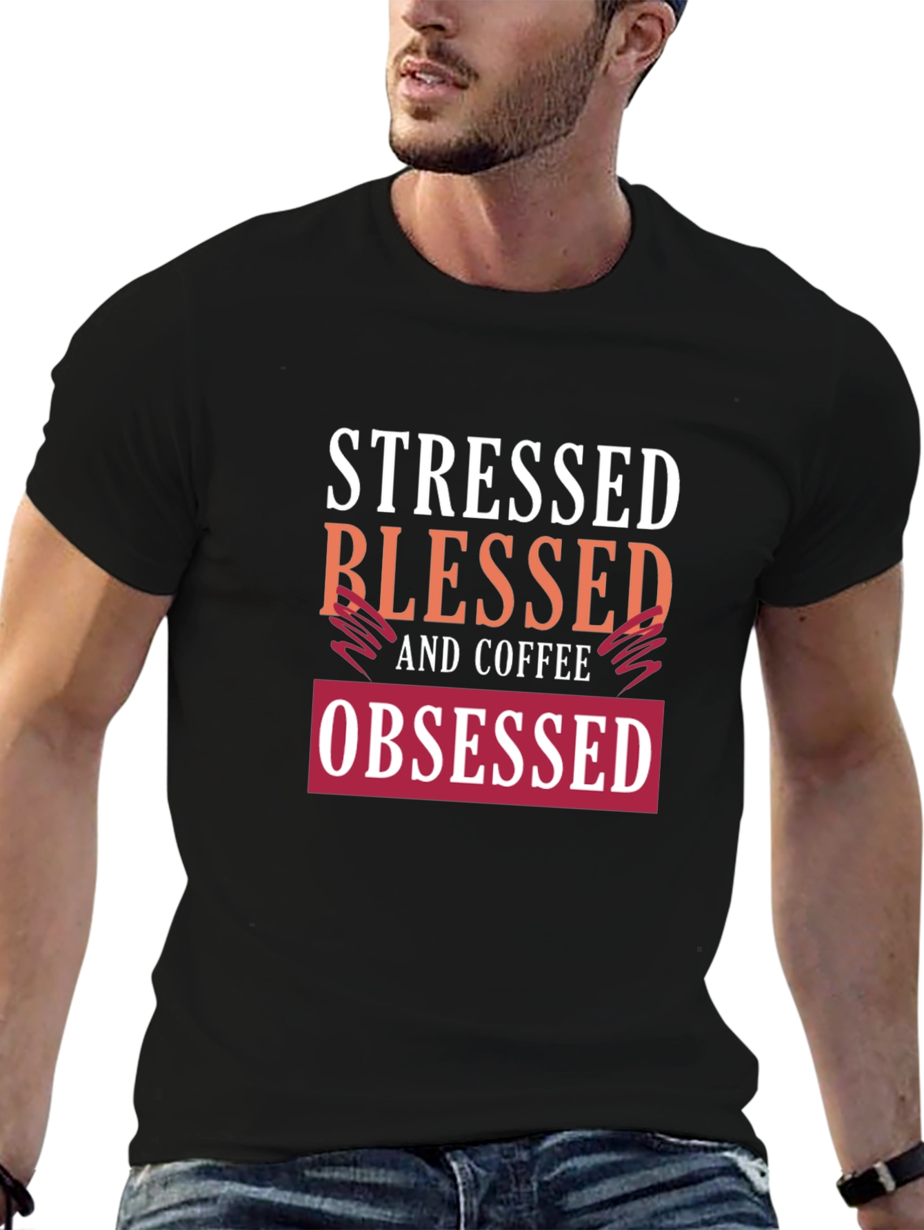 Stressed Blessed Coffee Obsessed Graphic Tee