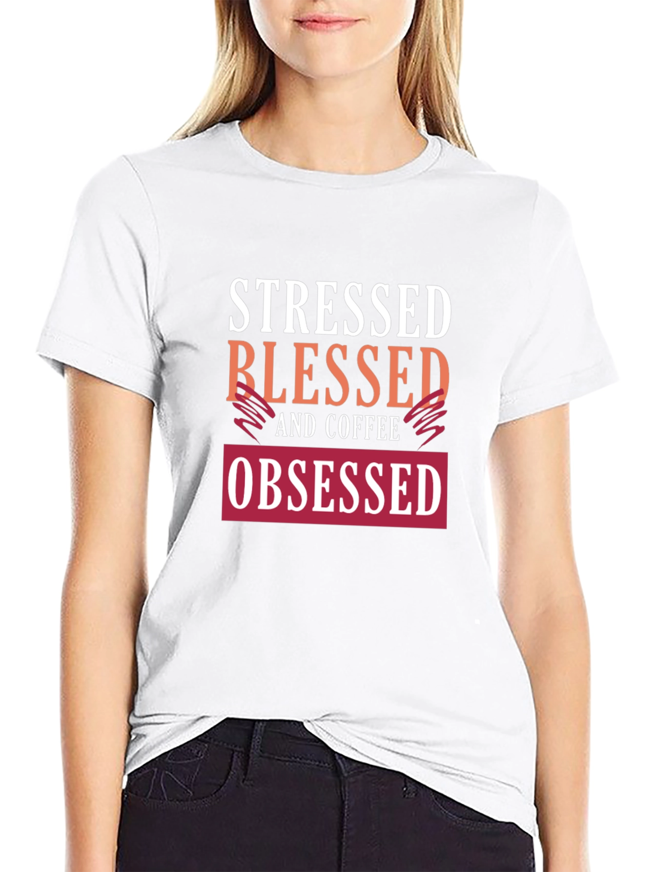 Stressed Blessed Coffee Obsessed Graphic Tee